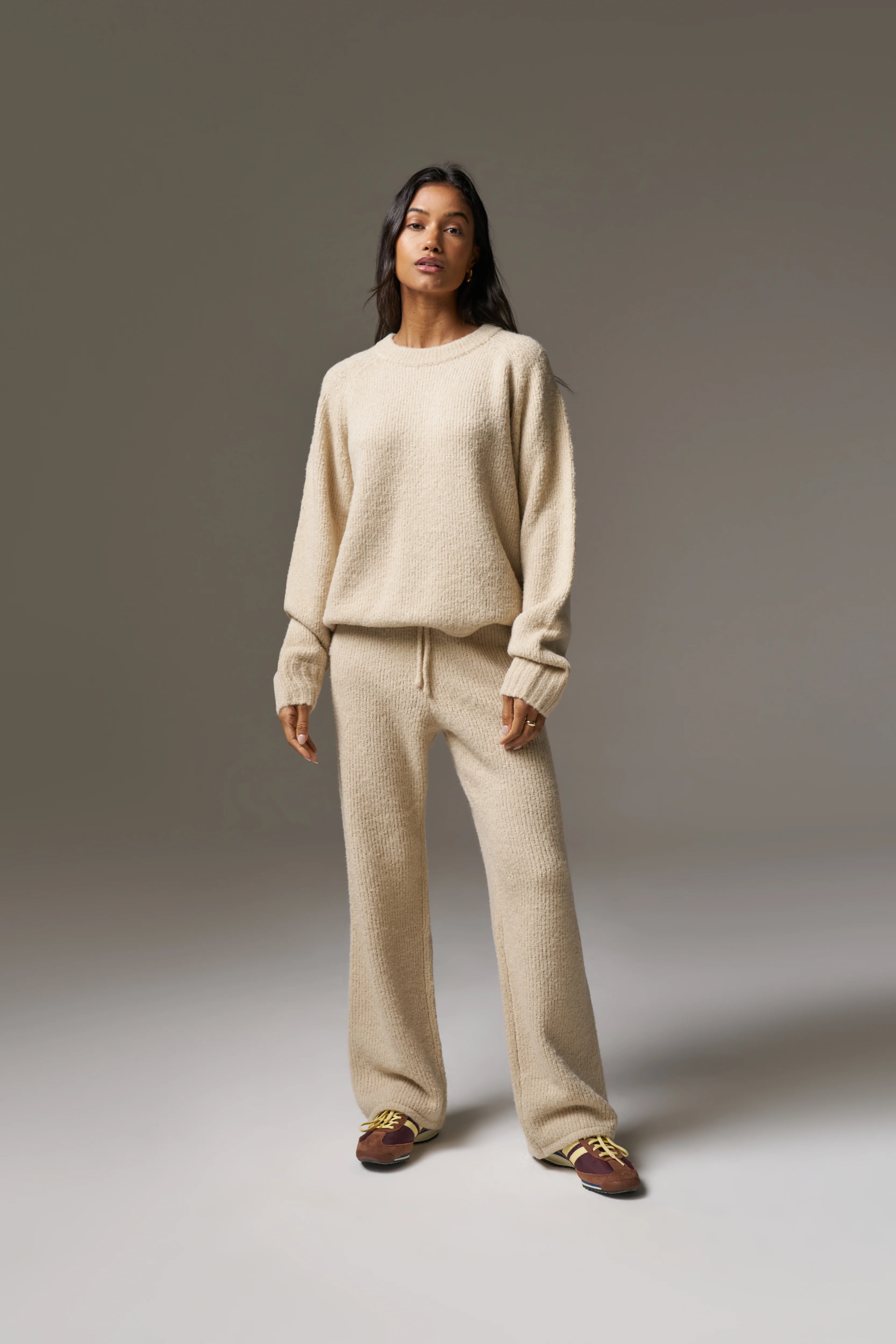 BOUCLE KNIT PANTS - STONE - Image 12
