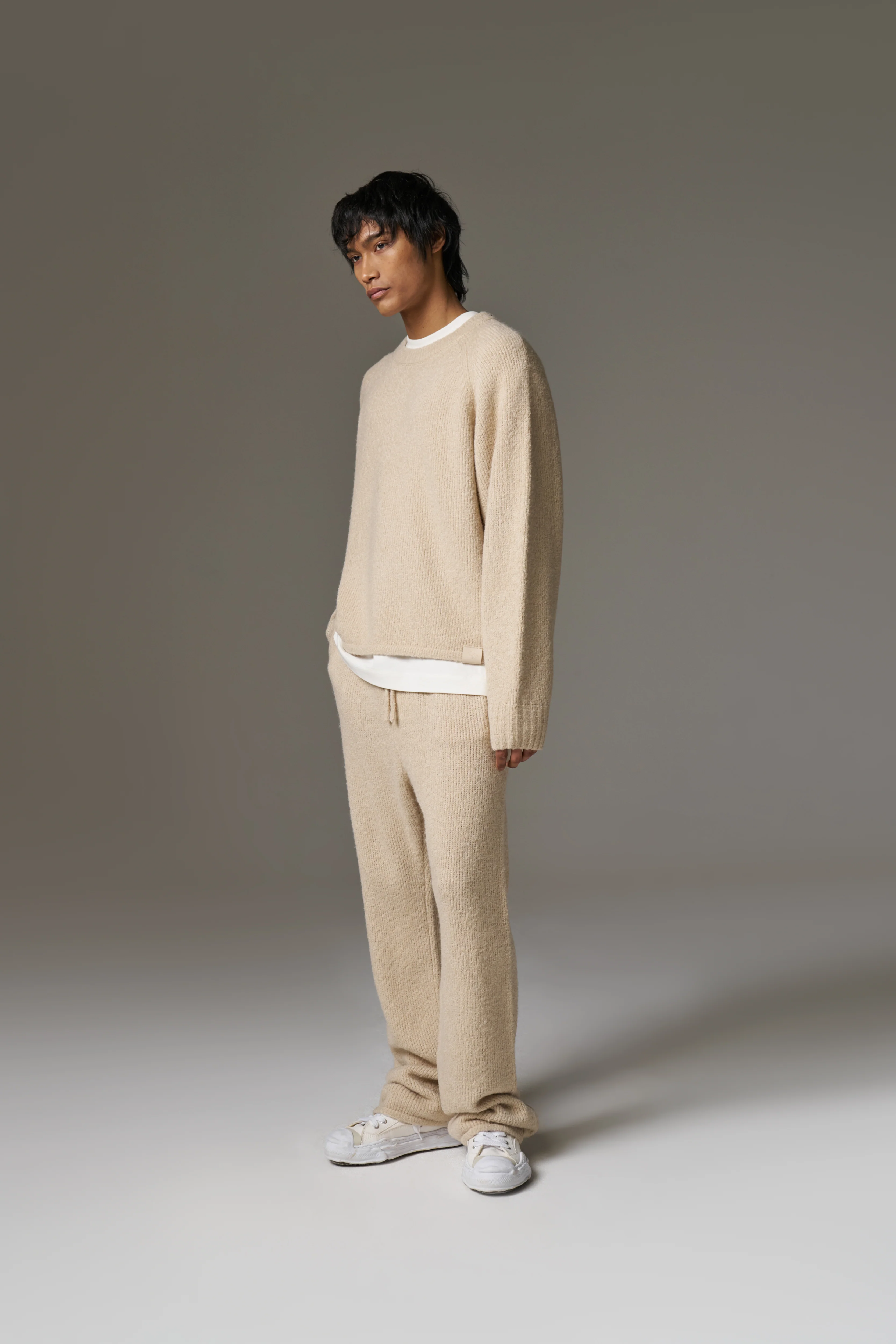 BOUCLE KNIT PANTS - STONE - Image 5