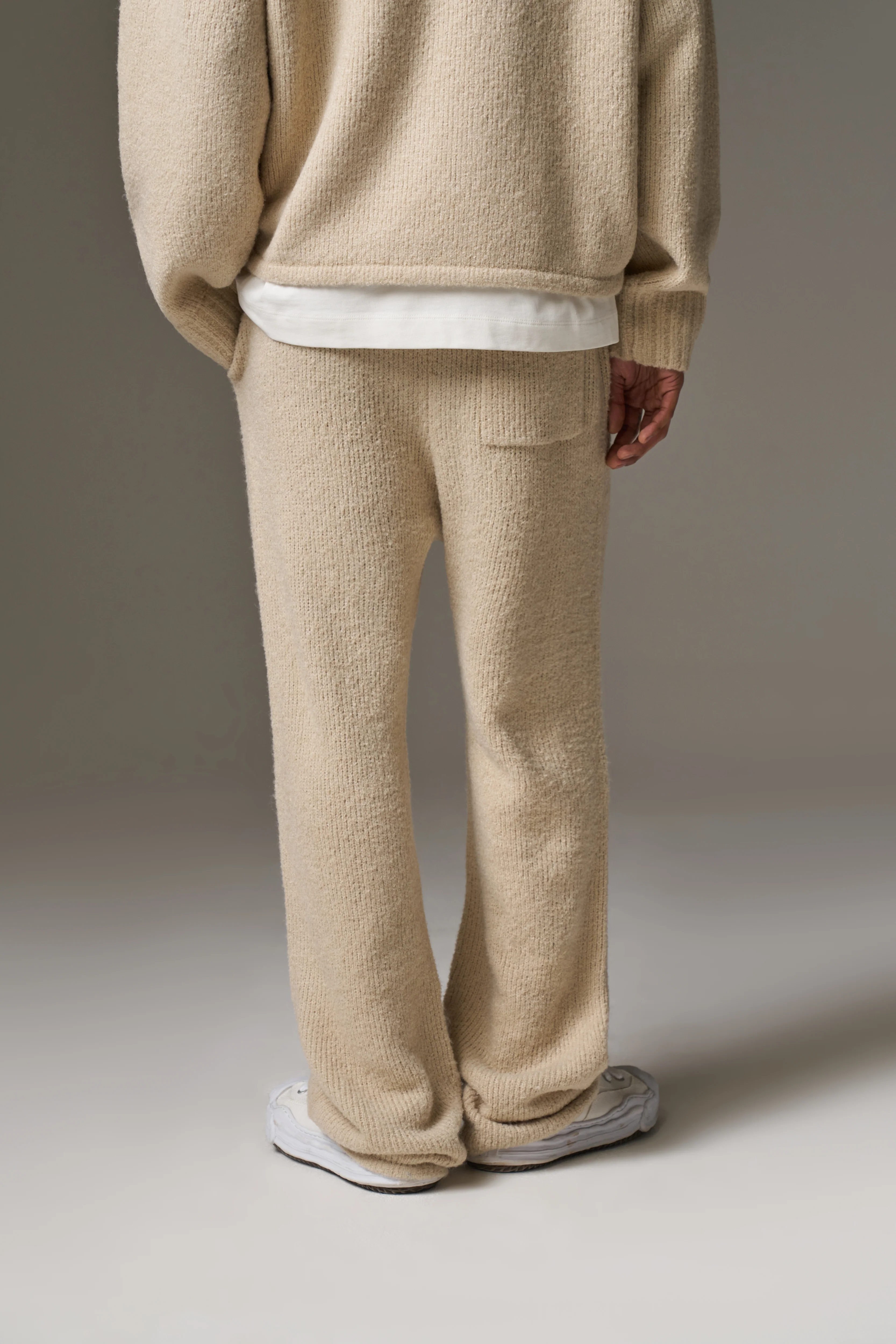 BOUCLE KNIT PANTS - STONE - Image 9