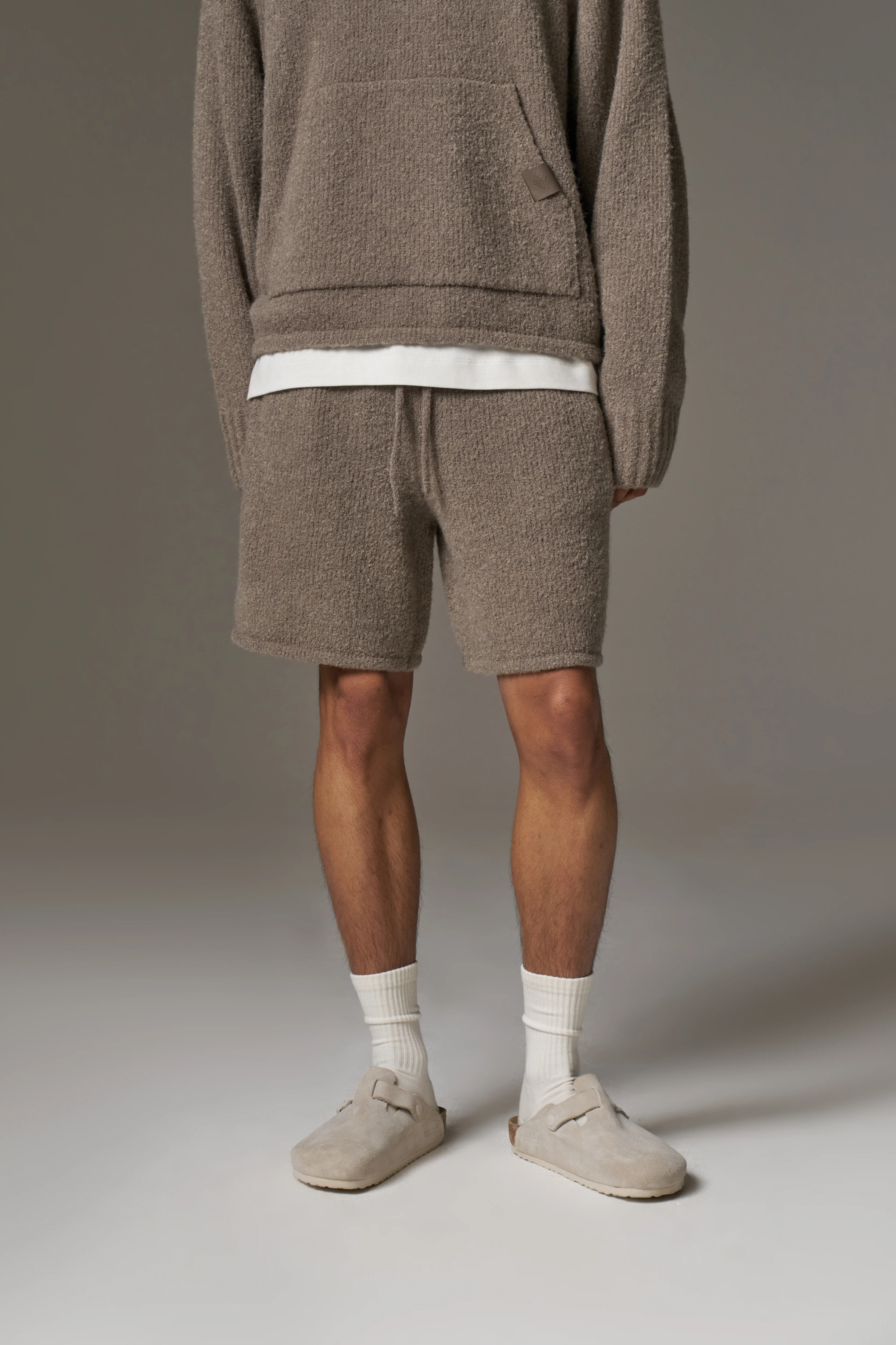 BOUCLE KNIT SHORTS - BROWN - Image 2