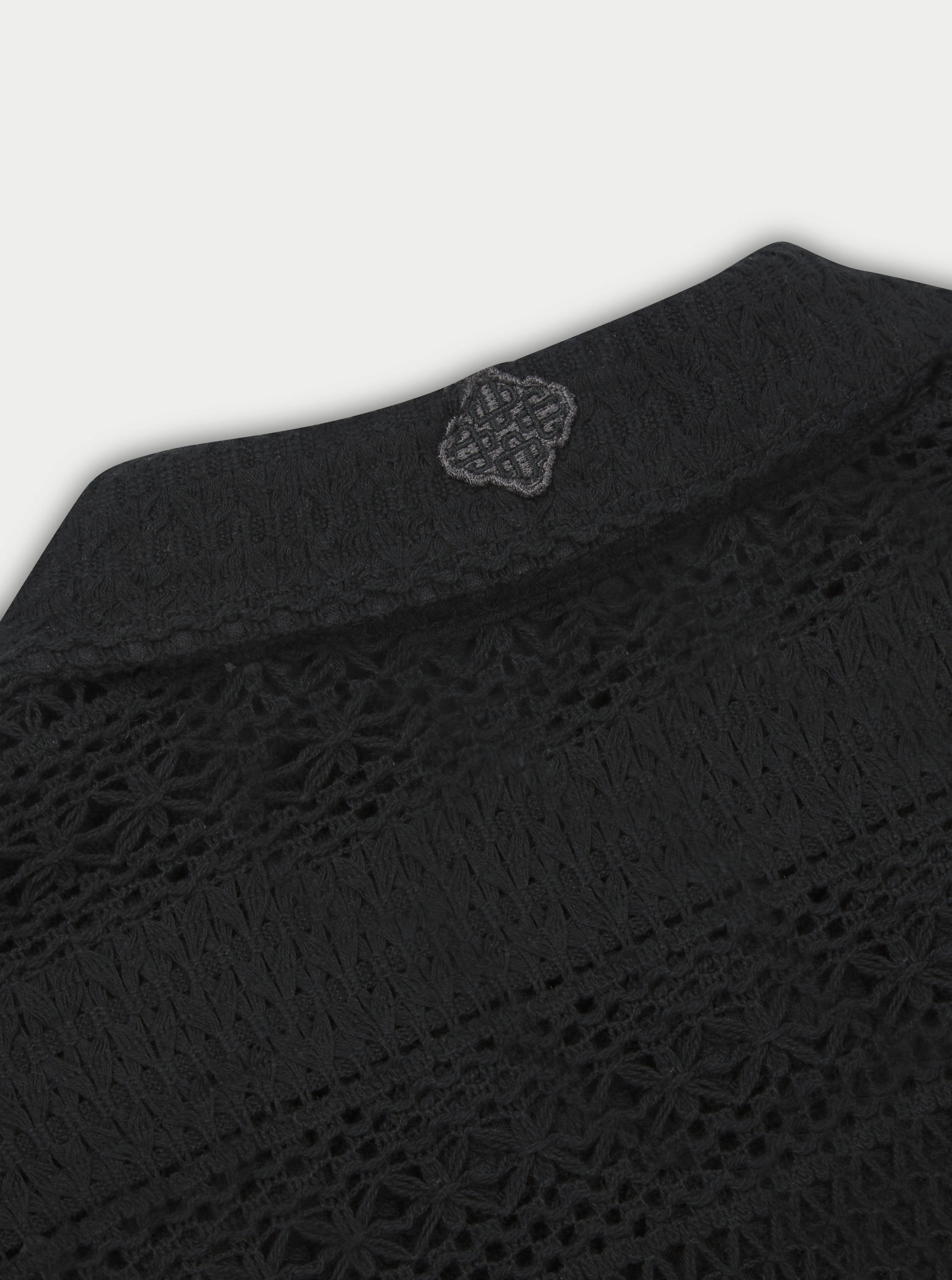 TEXTURED CROCHET SHIRT - BLACK - Image 9