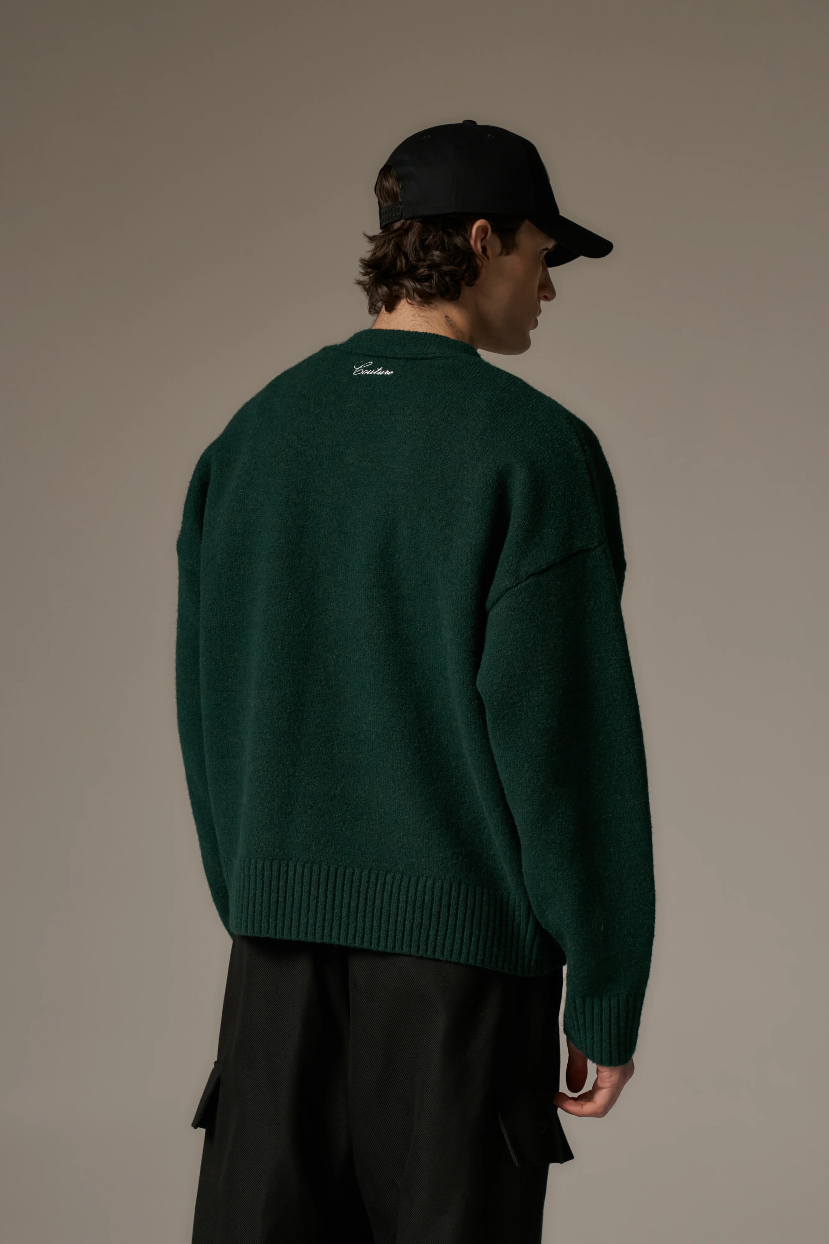C EMBROIDERY KNITTED CARDIGAN - FOREST GREEN - Image 8