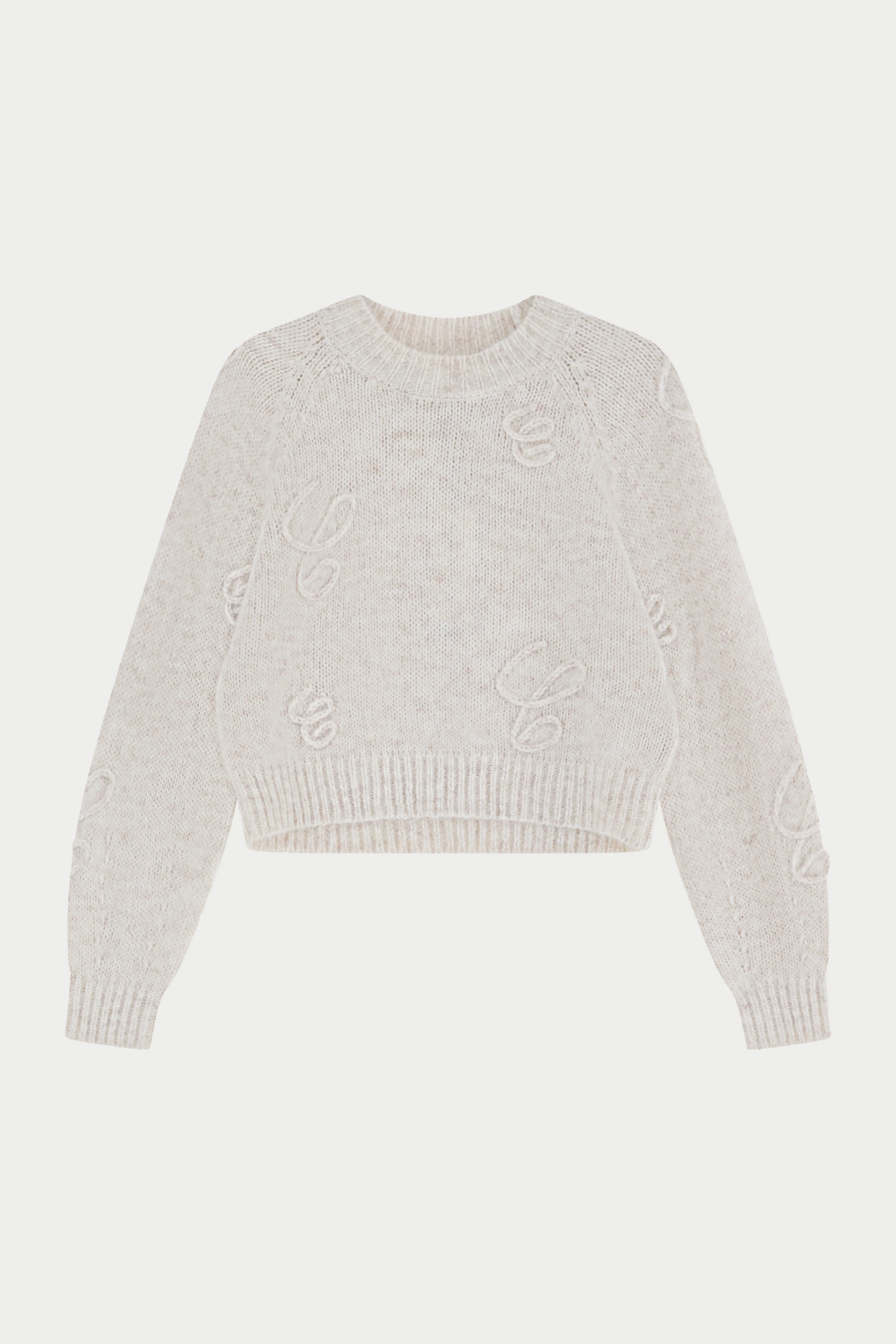 C SCRIPT EMBROIDERED OVERSIZED EMBLEM JUMPER - BEIGE
