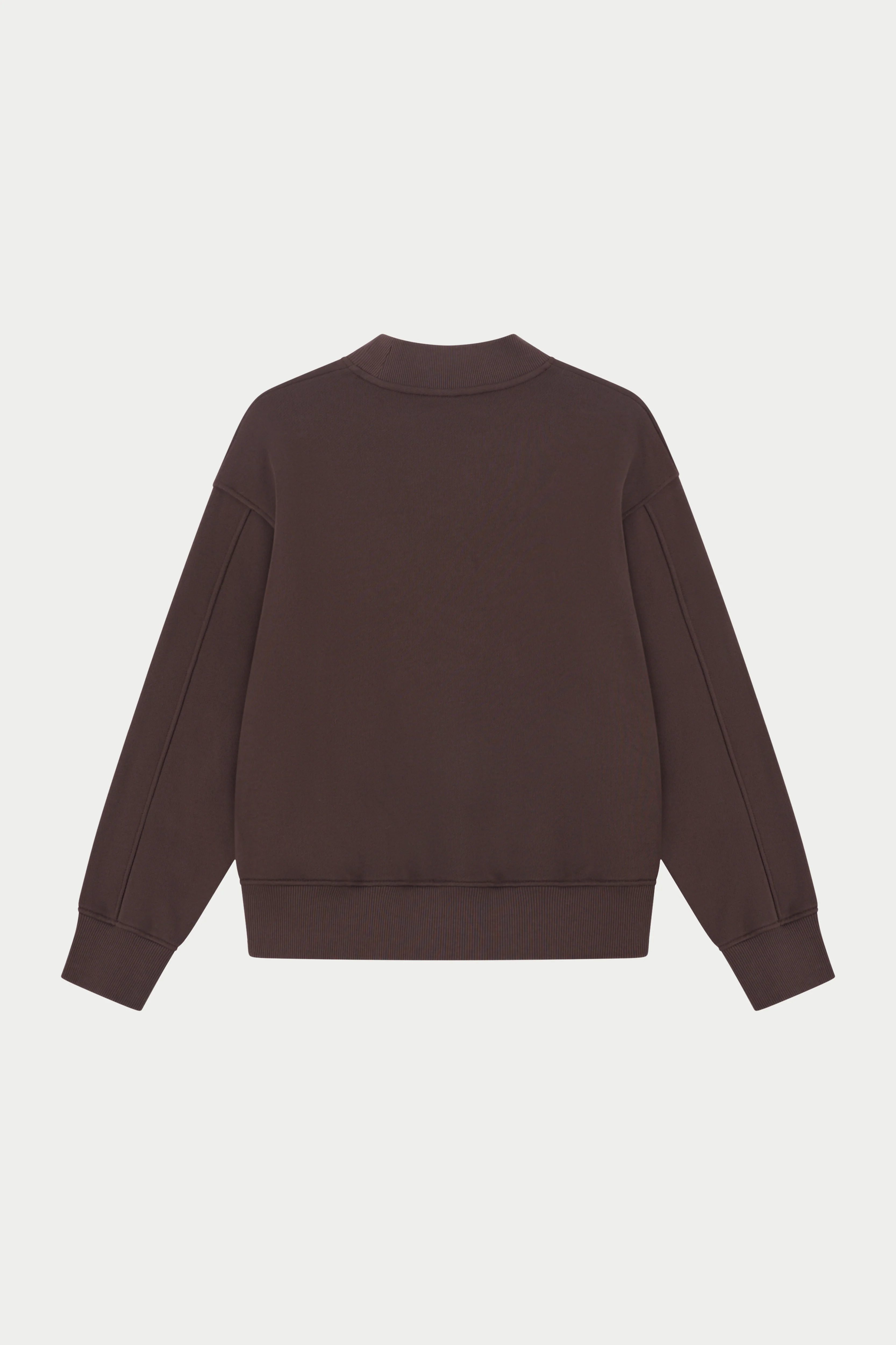 CHENILLE EMBLEM MOCK NECK CREW - CHOCOLATE - Image 6