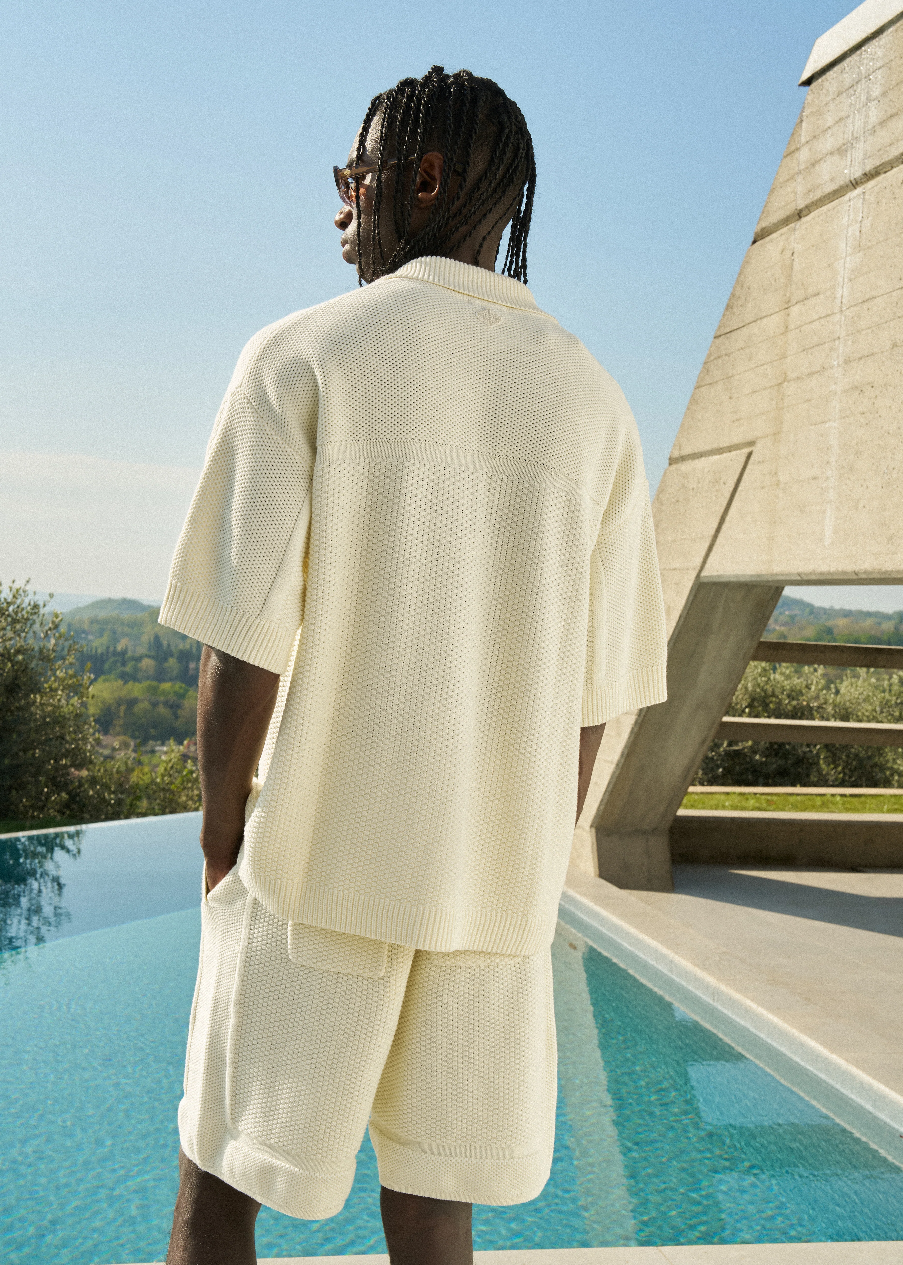 CONTRAST KNIT CROCHET SHIRT - OFF WHITE - Image 6