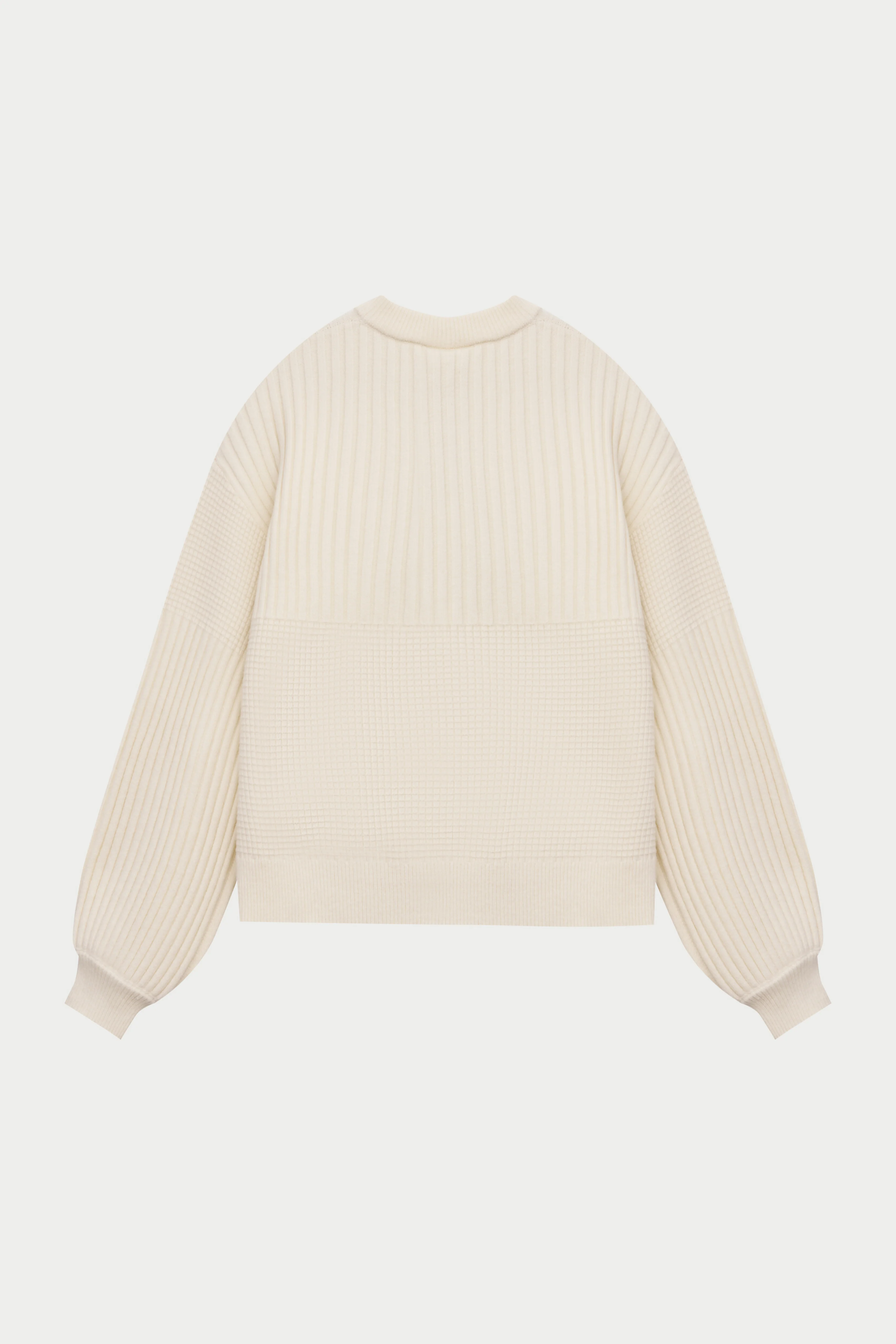 CONTRAST KNIT OVERSIZED CREW - ECRU - Image 8
