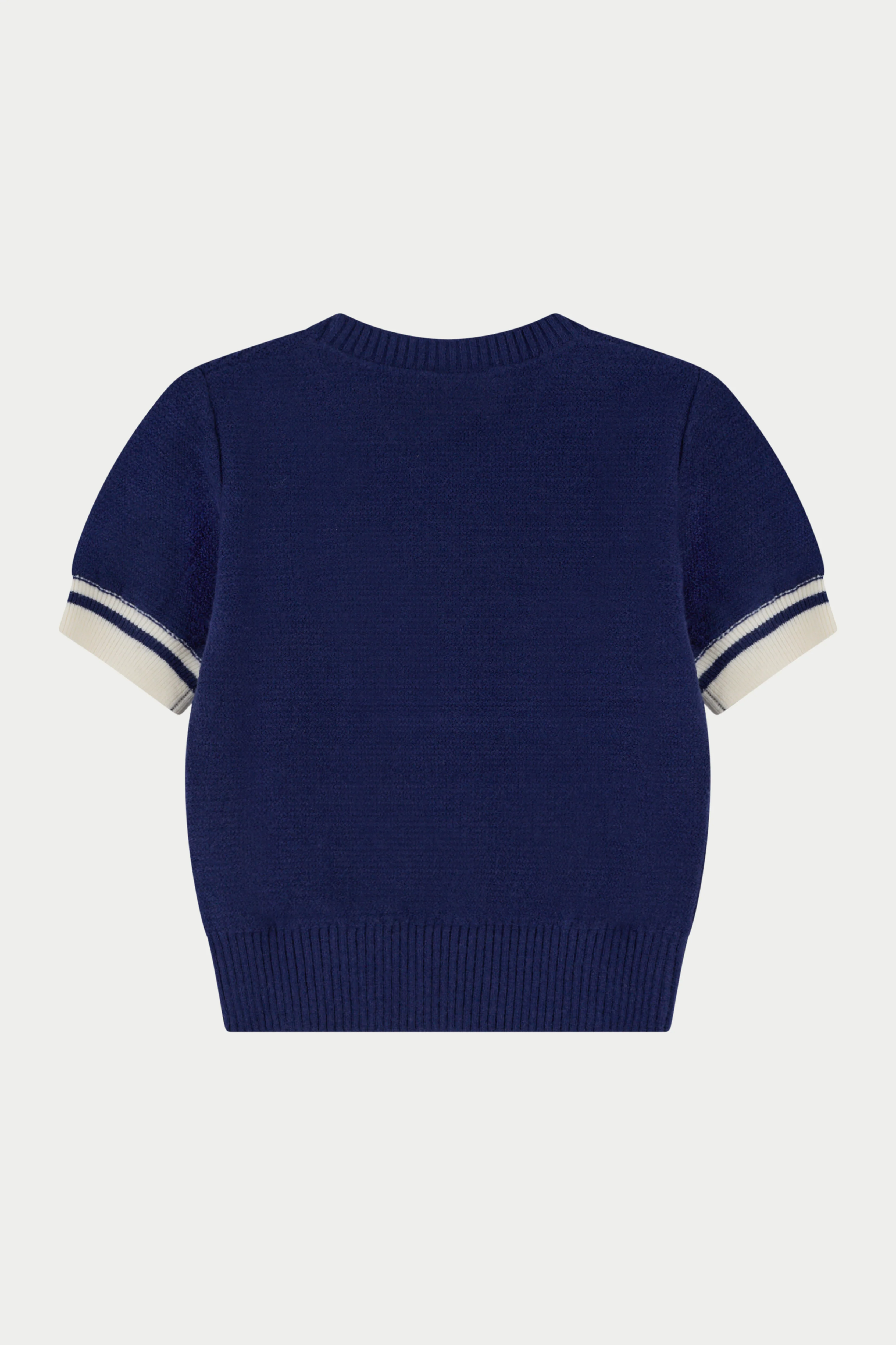 CONTRAST STRIPE SHORT SLEEVE KNIT TEE - NAVY - Image 6