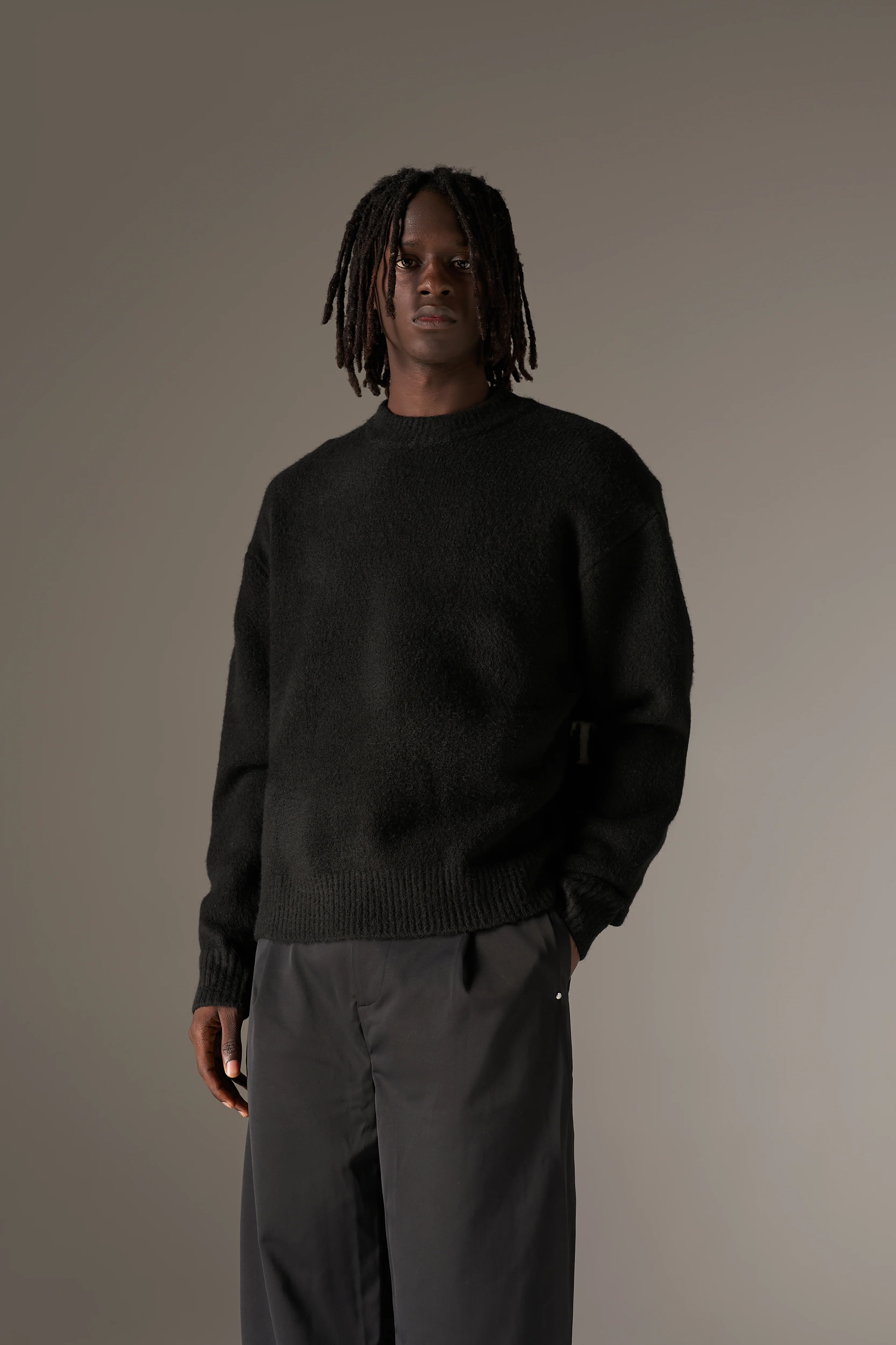 COPYRIGHT BRUSHED KNIT JUMPER - BLACK - Image 4