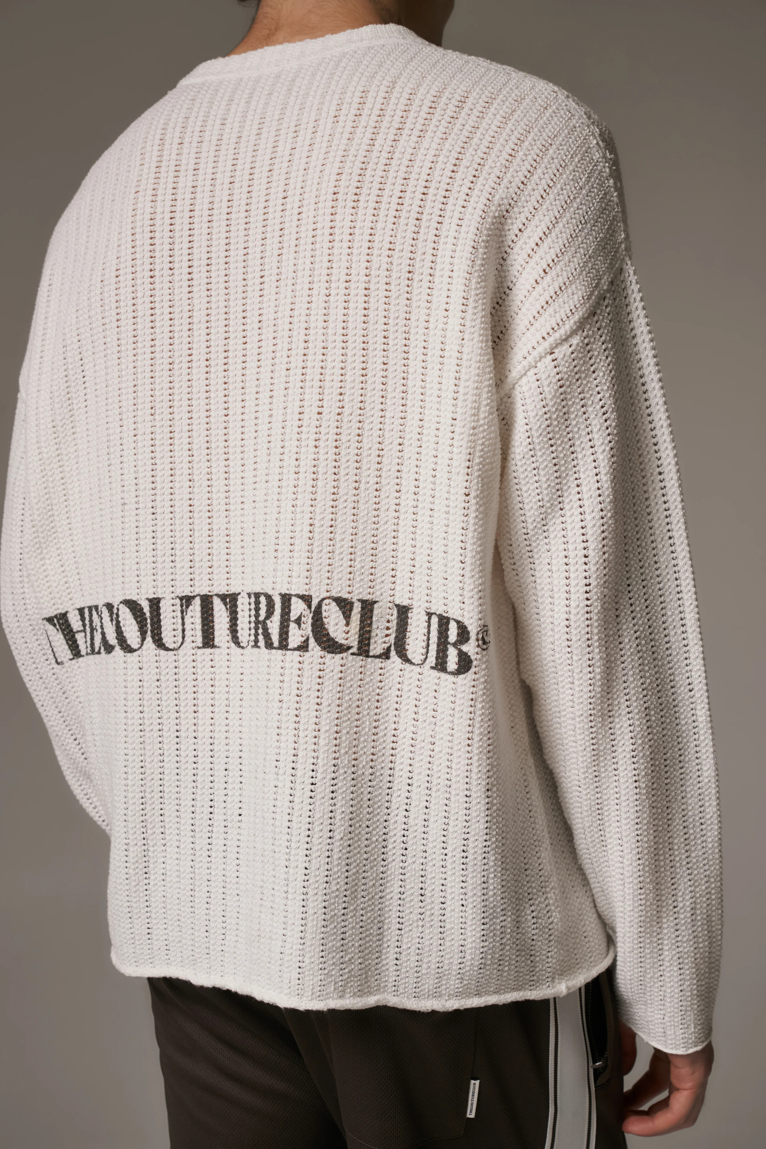COPYRIGHT CROCHET LONG SLEEVE T-SHIRT - WHITE - Image 6