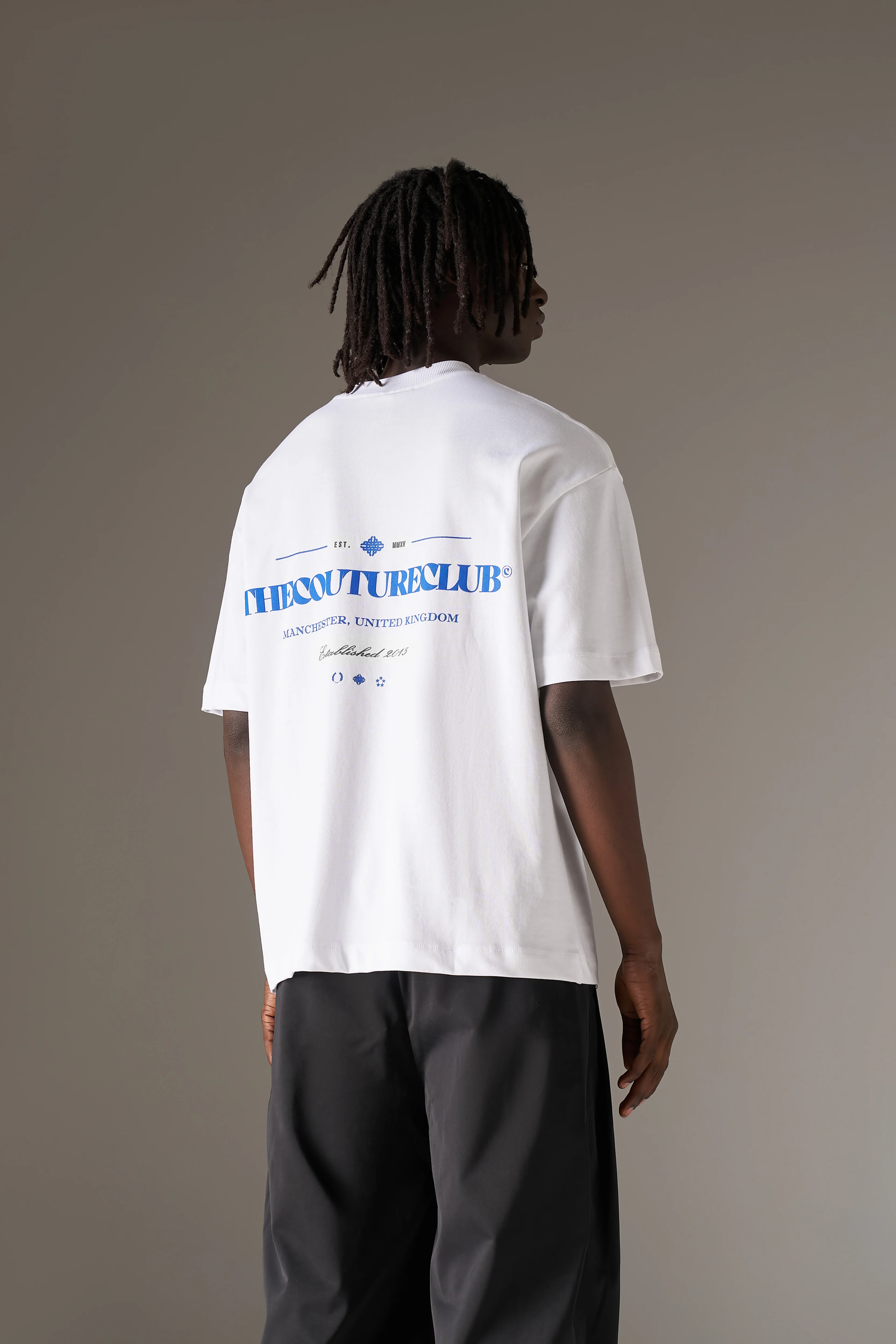 COPYRIGHT MULTI GRAPHIC T-SHIRT - WHITE BLUE - Image 5