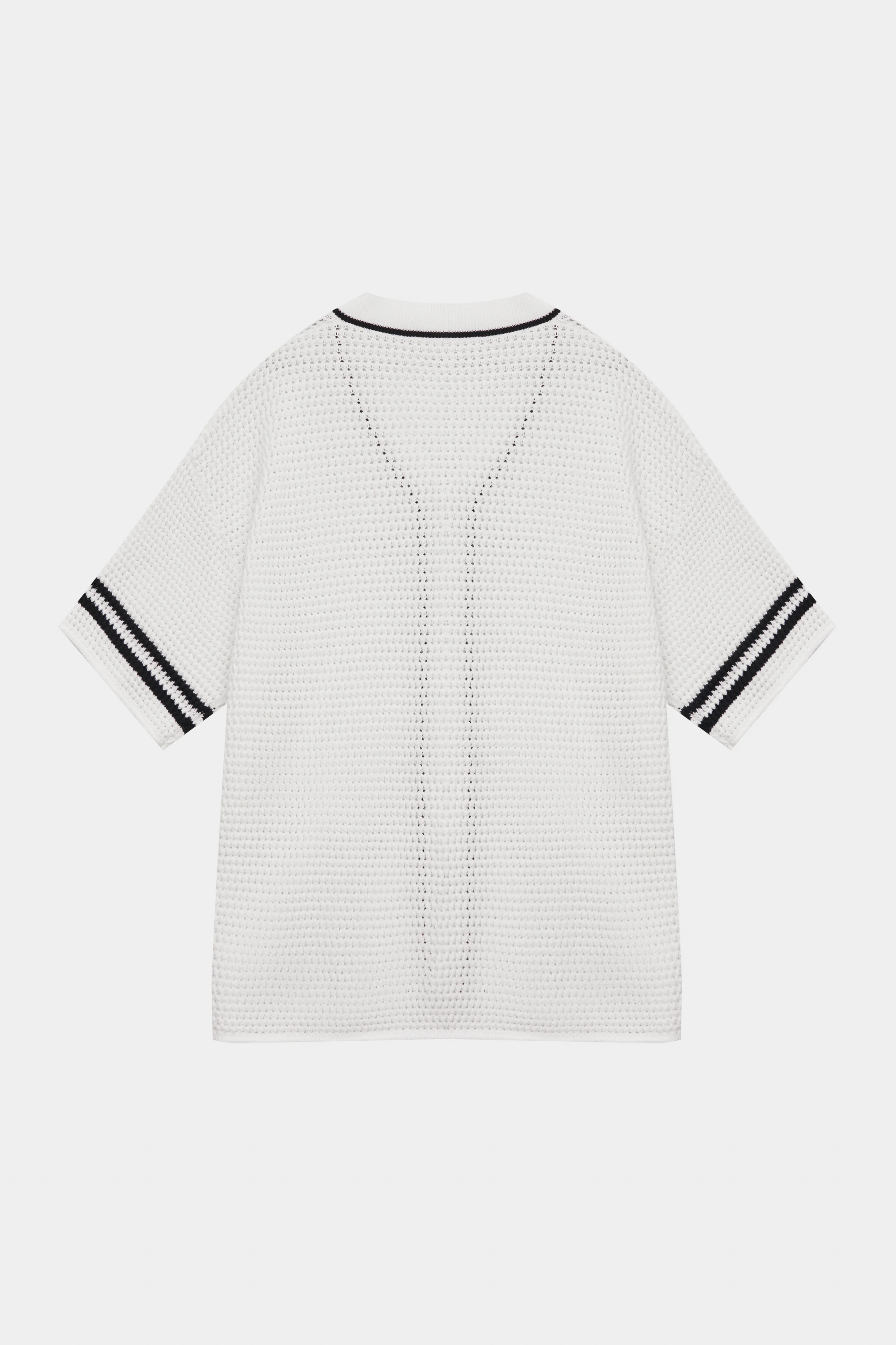 CROCHET KNITTED BASEBALL SHIRT - WHITE - Image 6