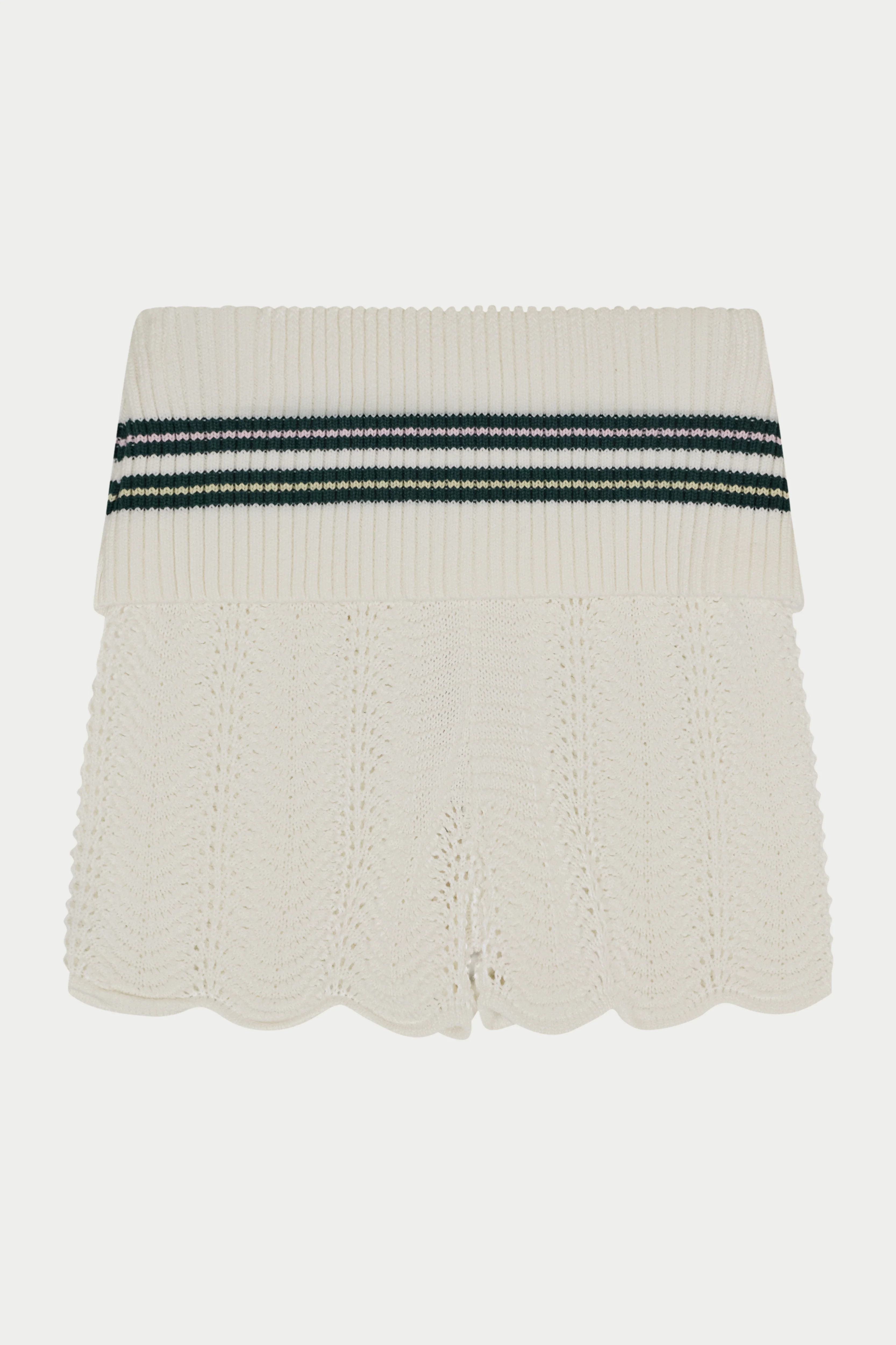 CROCHET KNITTED FOLDOVER SHORTS - FOREST GREEN - Image 6