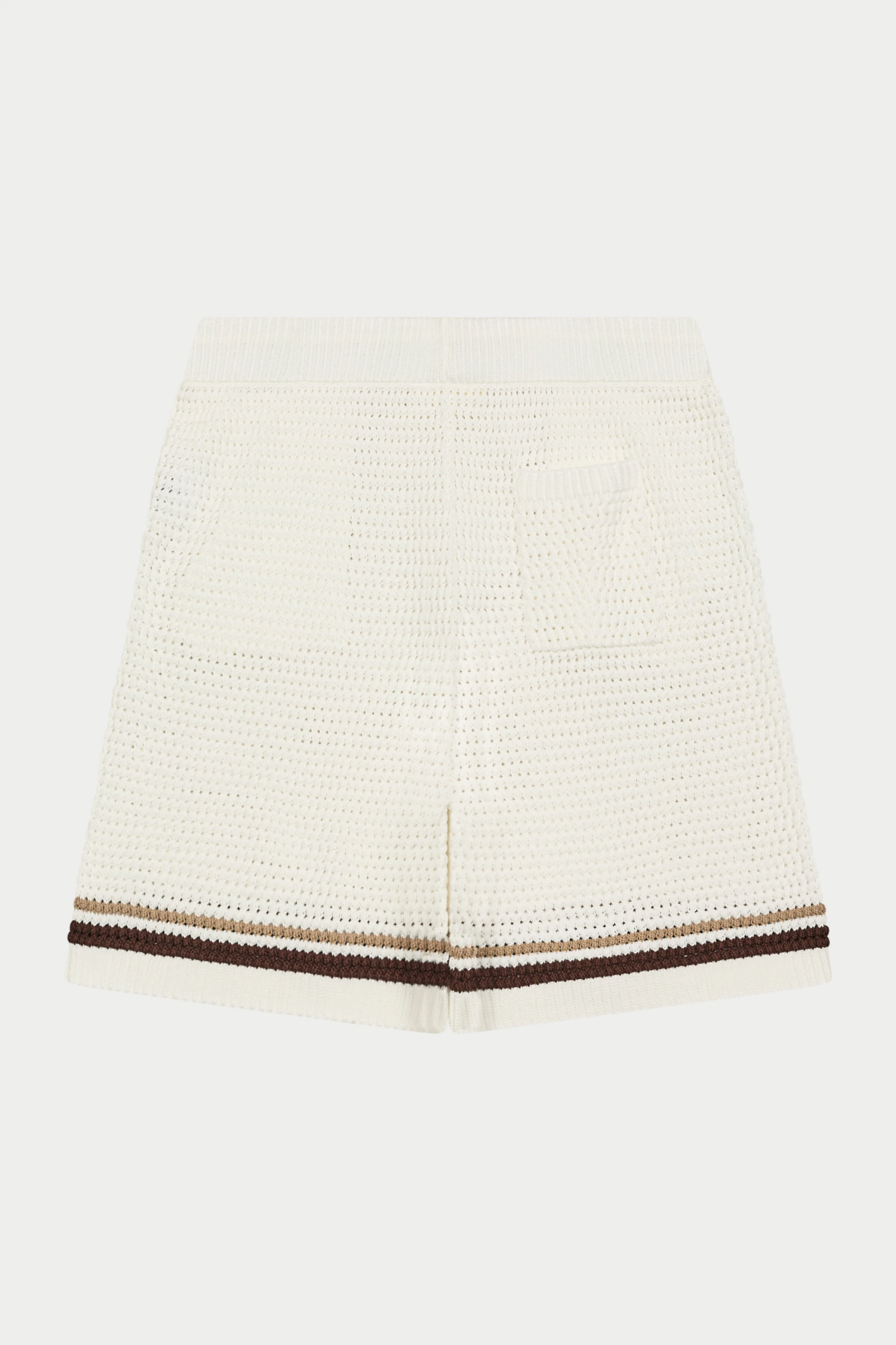 CROCHET KNITTED STRIPE SHORTS - WHITE/BROWN - Image 9