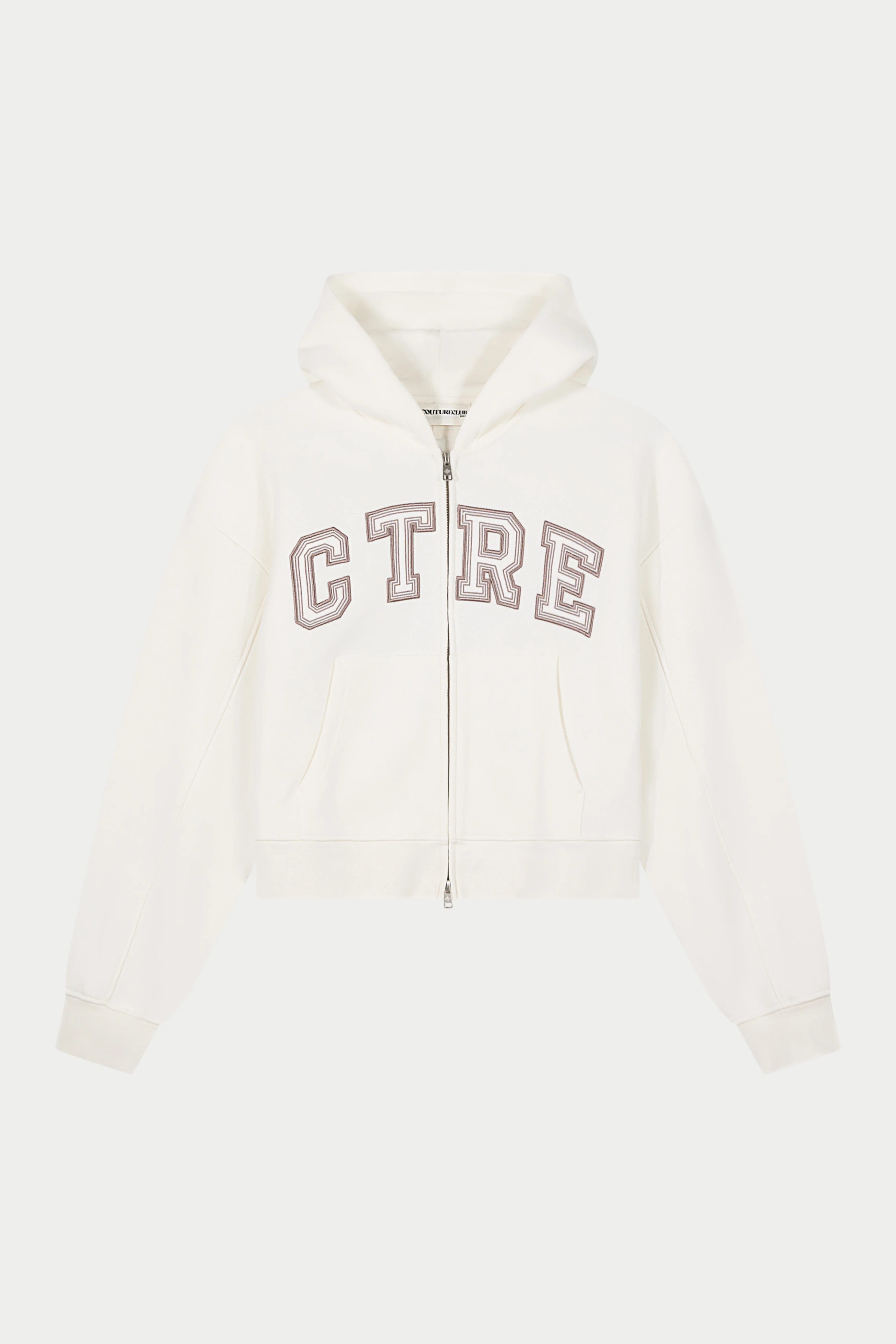 CTRE APPLIQUE ZIP THROUGH HOODIE - OFF WHITE