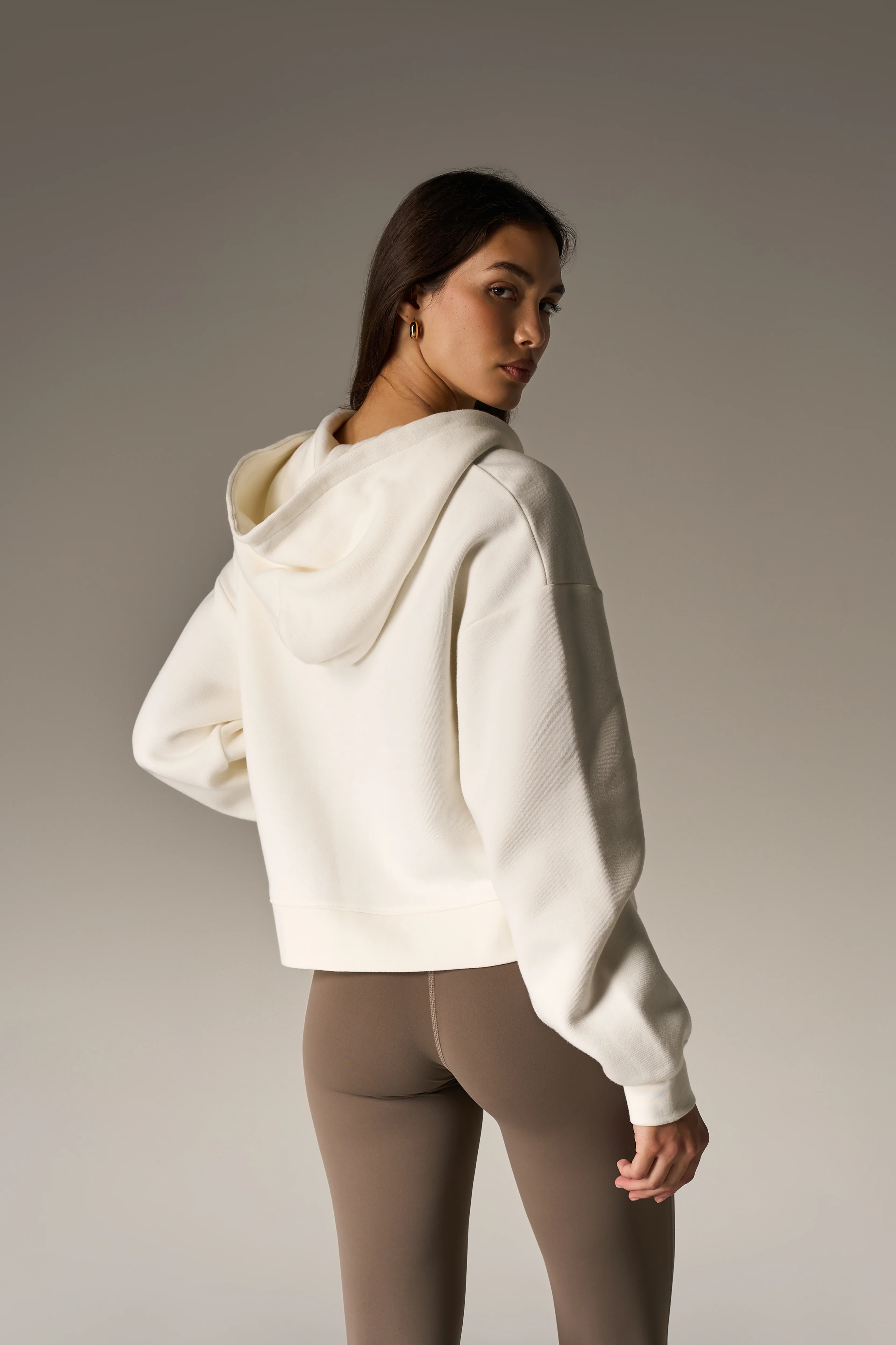 CTRE APPLIQUE ZIP THROUGH HOODIE - OFF WHITE - Image 5