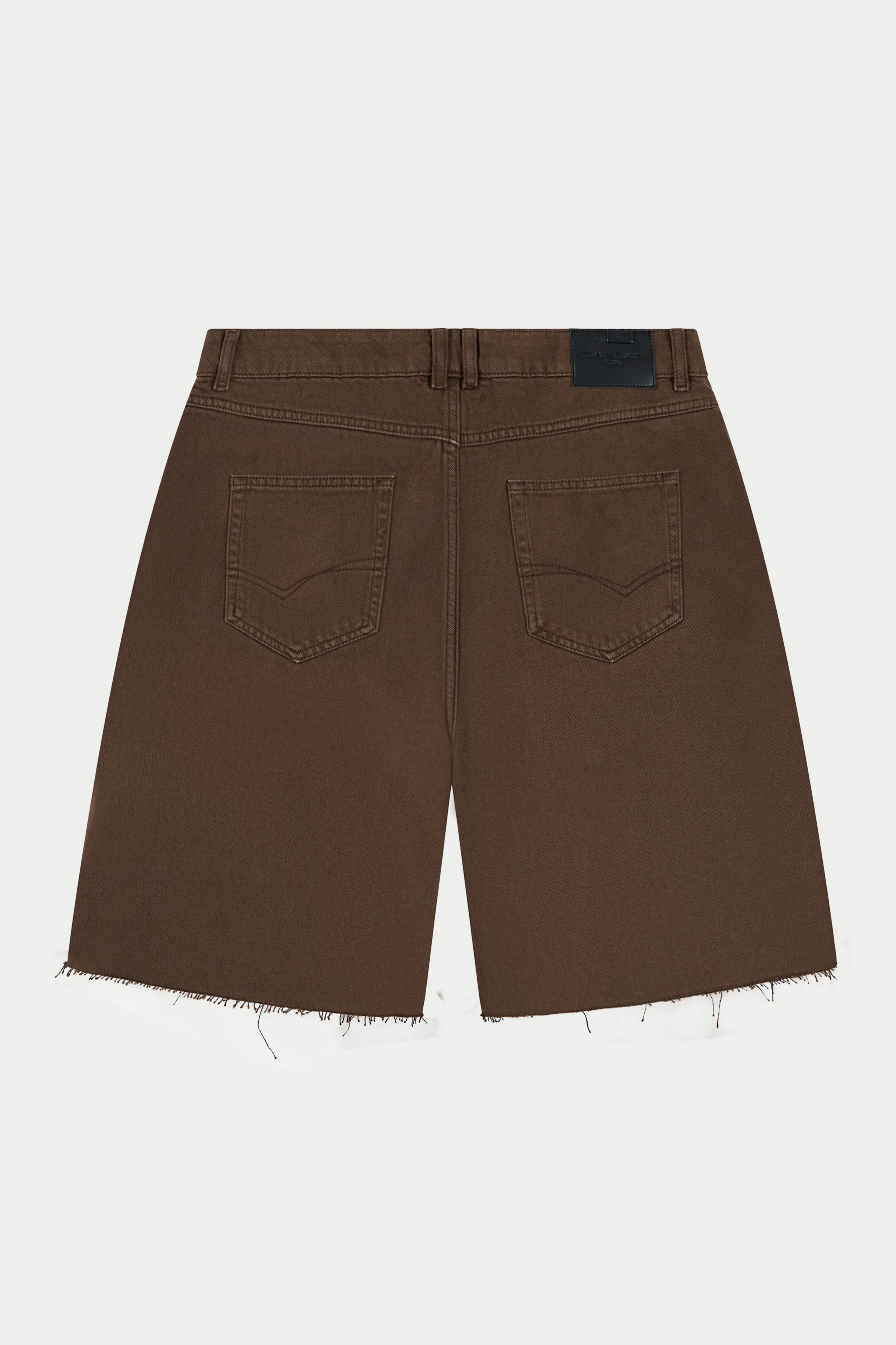 DENIM RAW EDGE SHORTS - BROWN WASH - Image 6