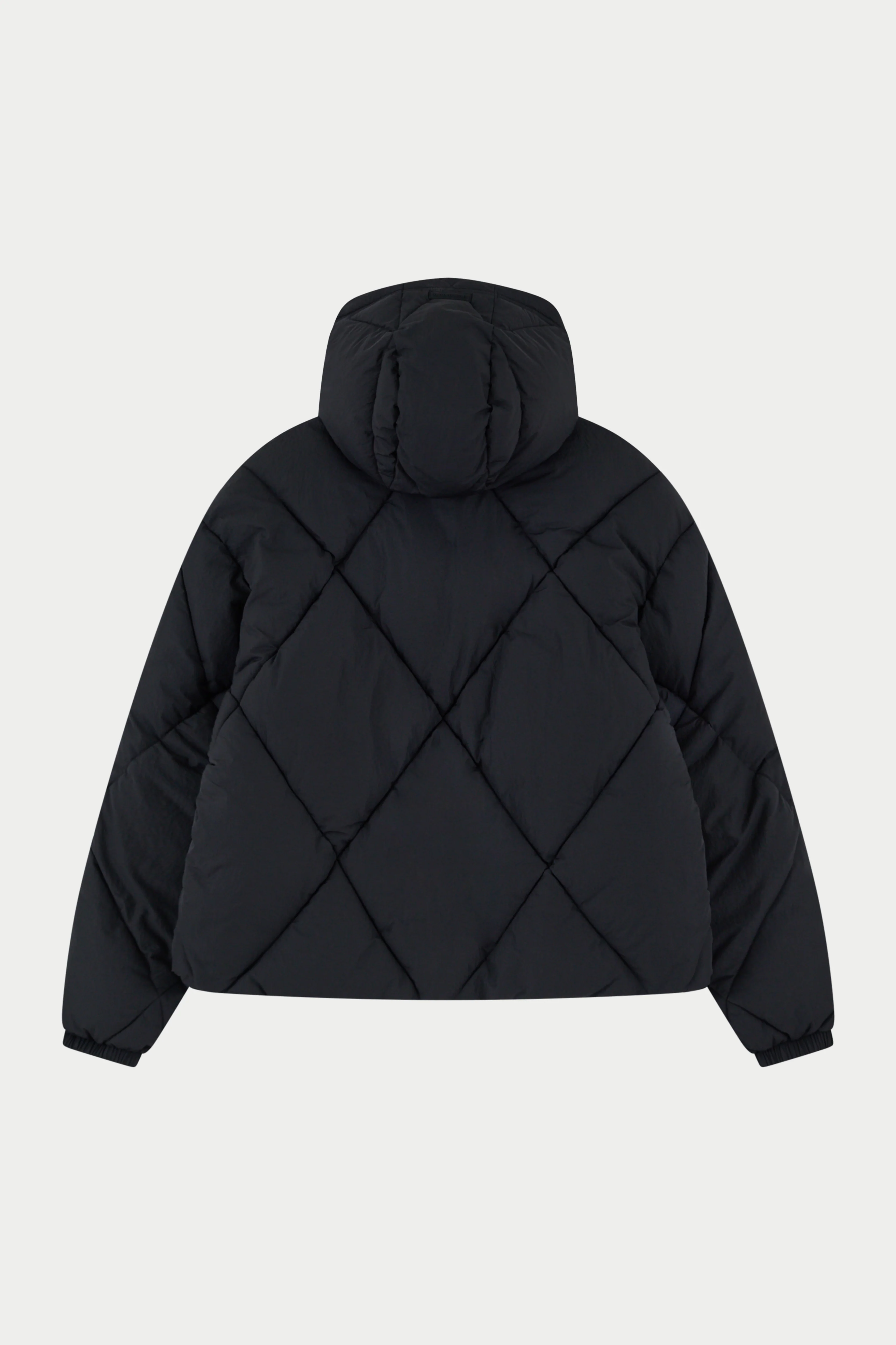 DIAMOND QUILTED PUFFER COAT - BLACK - Image 6