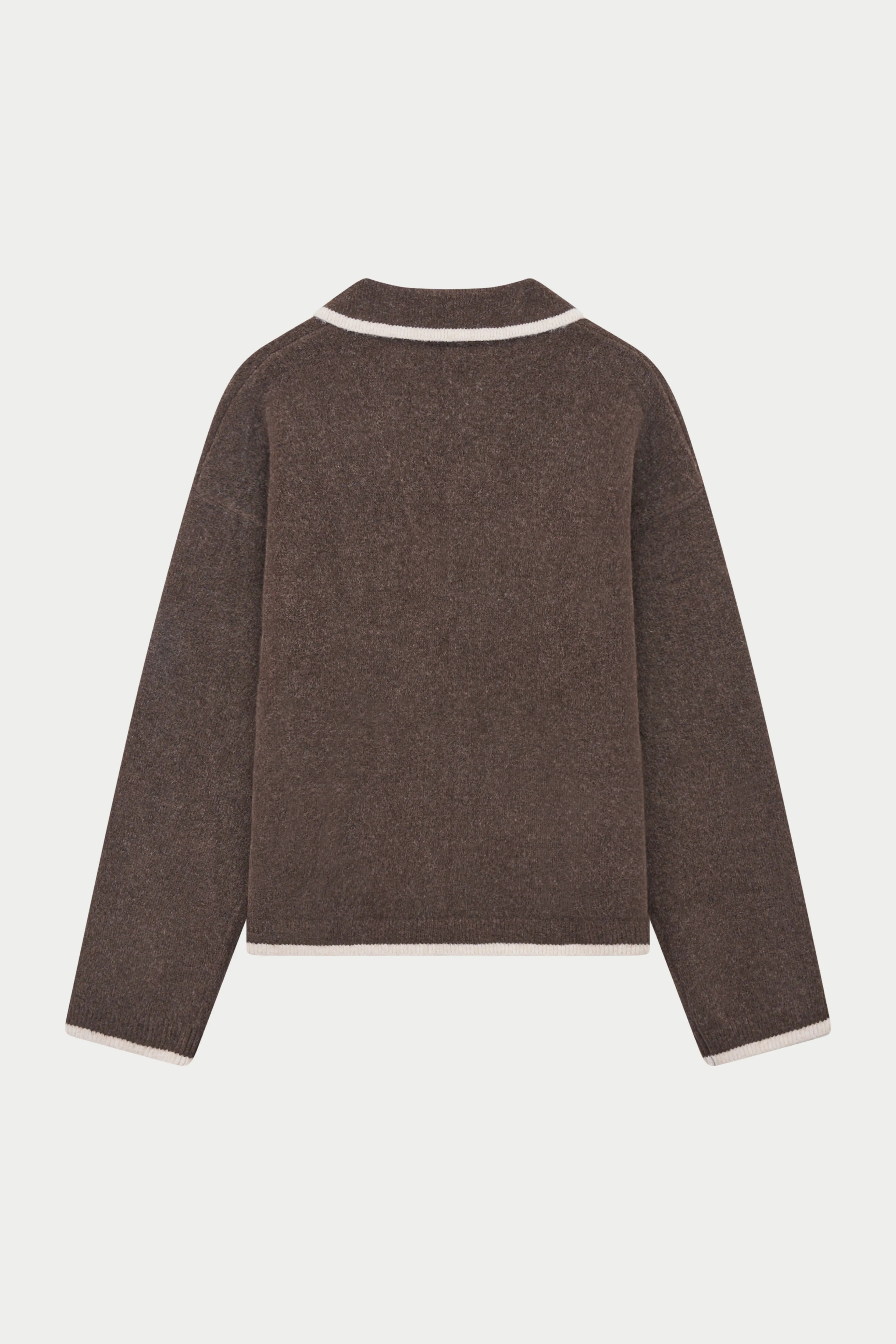 MONOGRAM KNITTED POLO TOP - BROWN - Image 9
