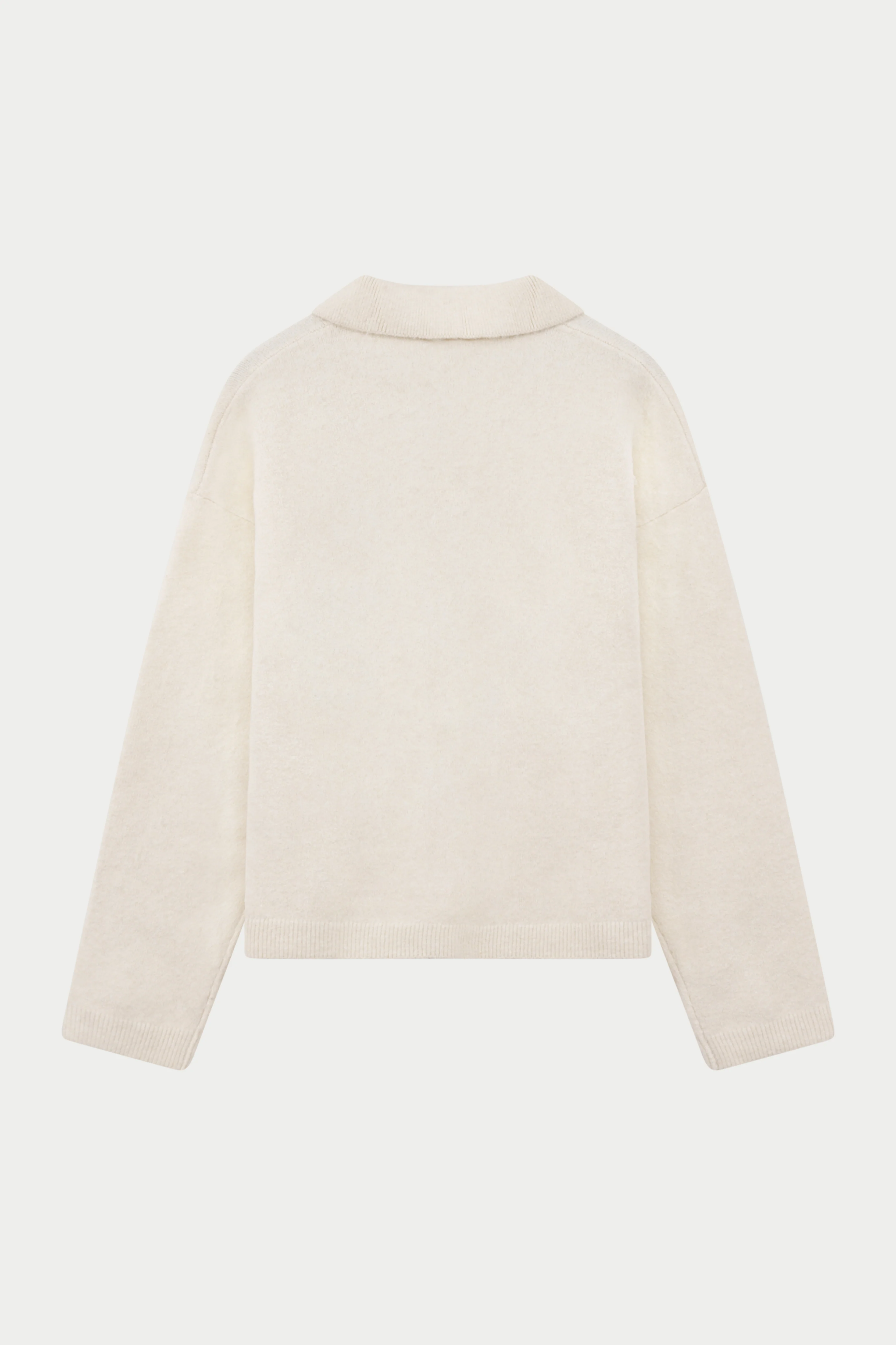 MONOGRAM KNITTED POLO TOP - OFF WHITE - Image 9