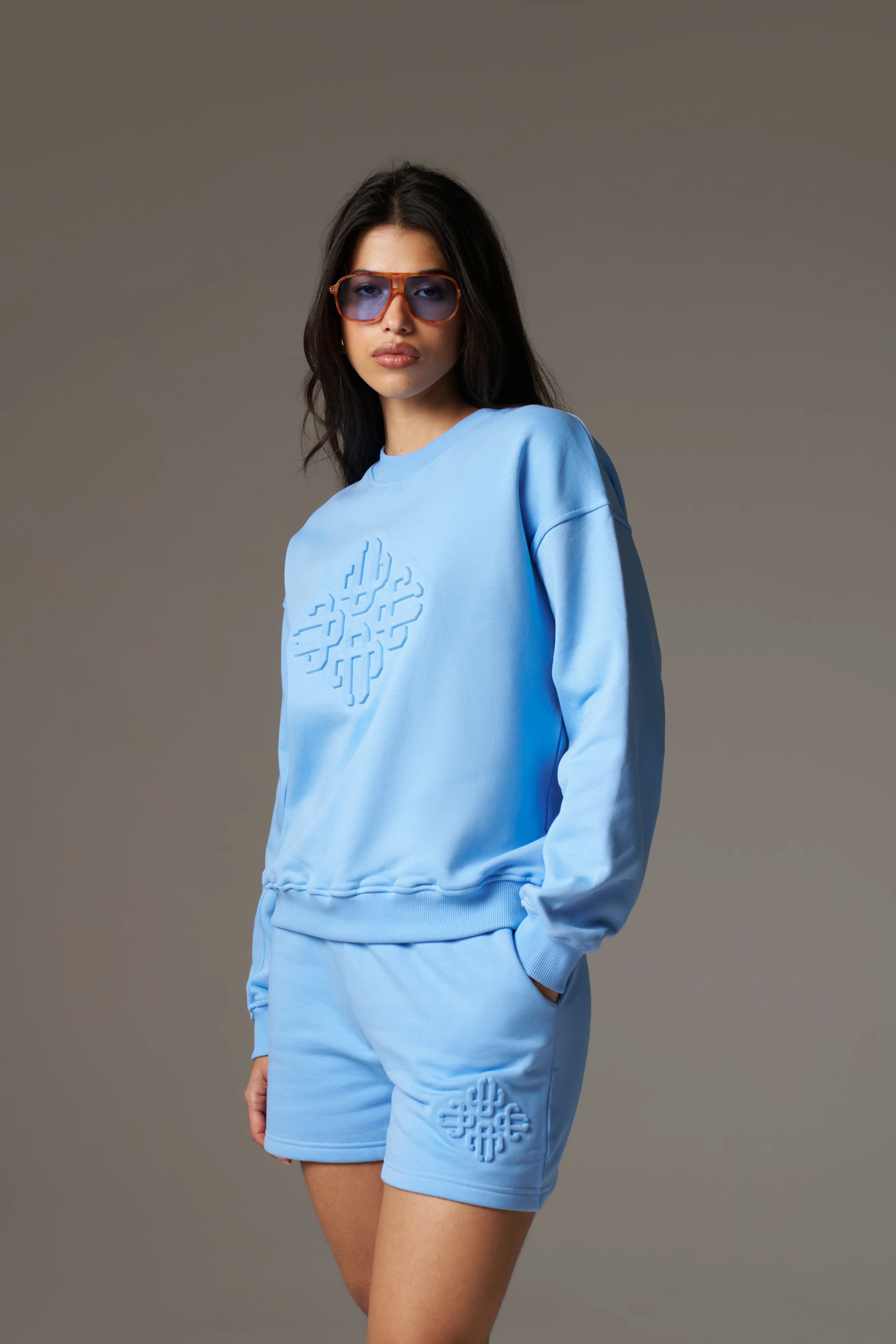 EMBLEM EMBOSSED OVERSIZED CREW - BLUE - Image 6