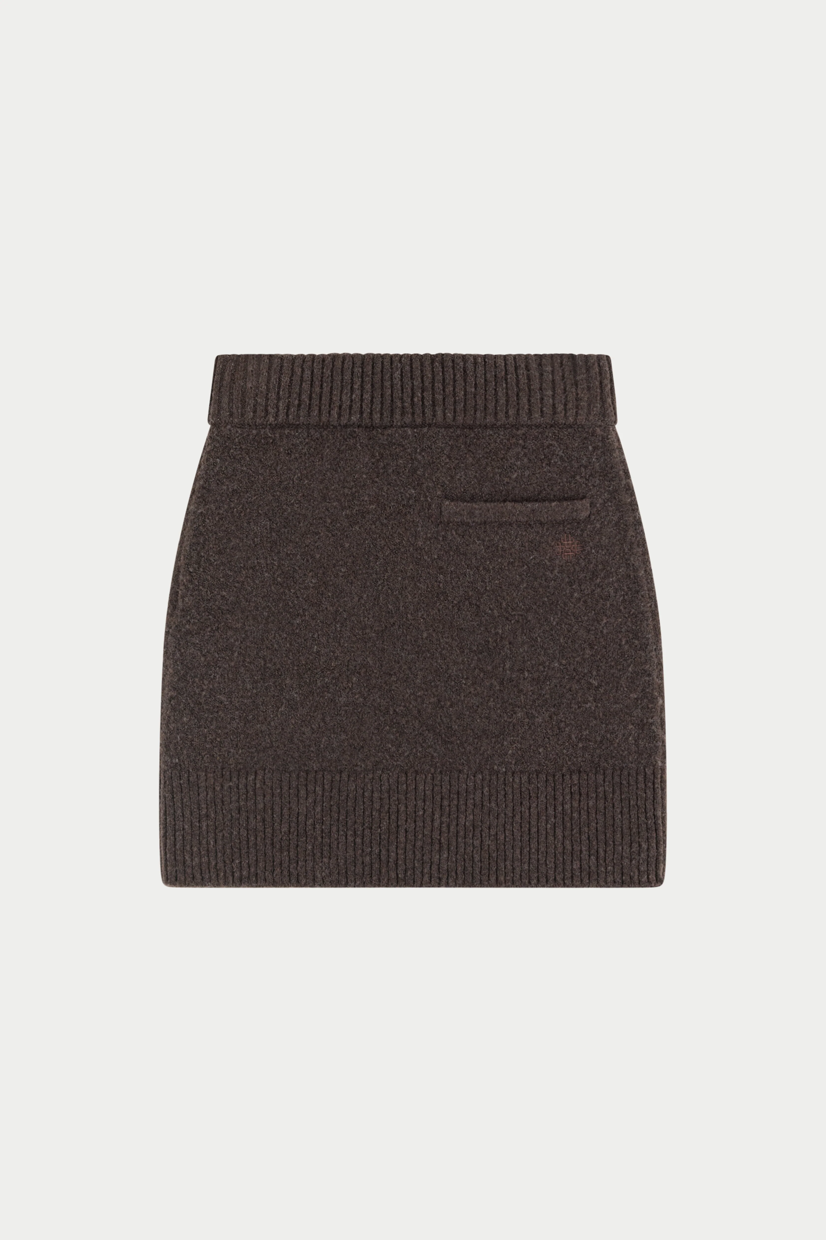 EMBLEM EMBROIDERED KNIT SKIRT - BROWN - Image 7
