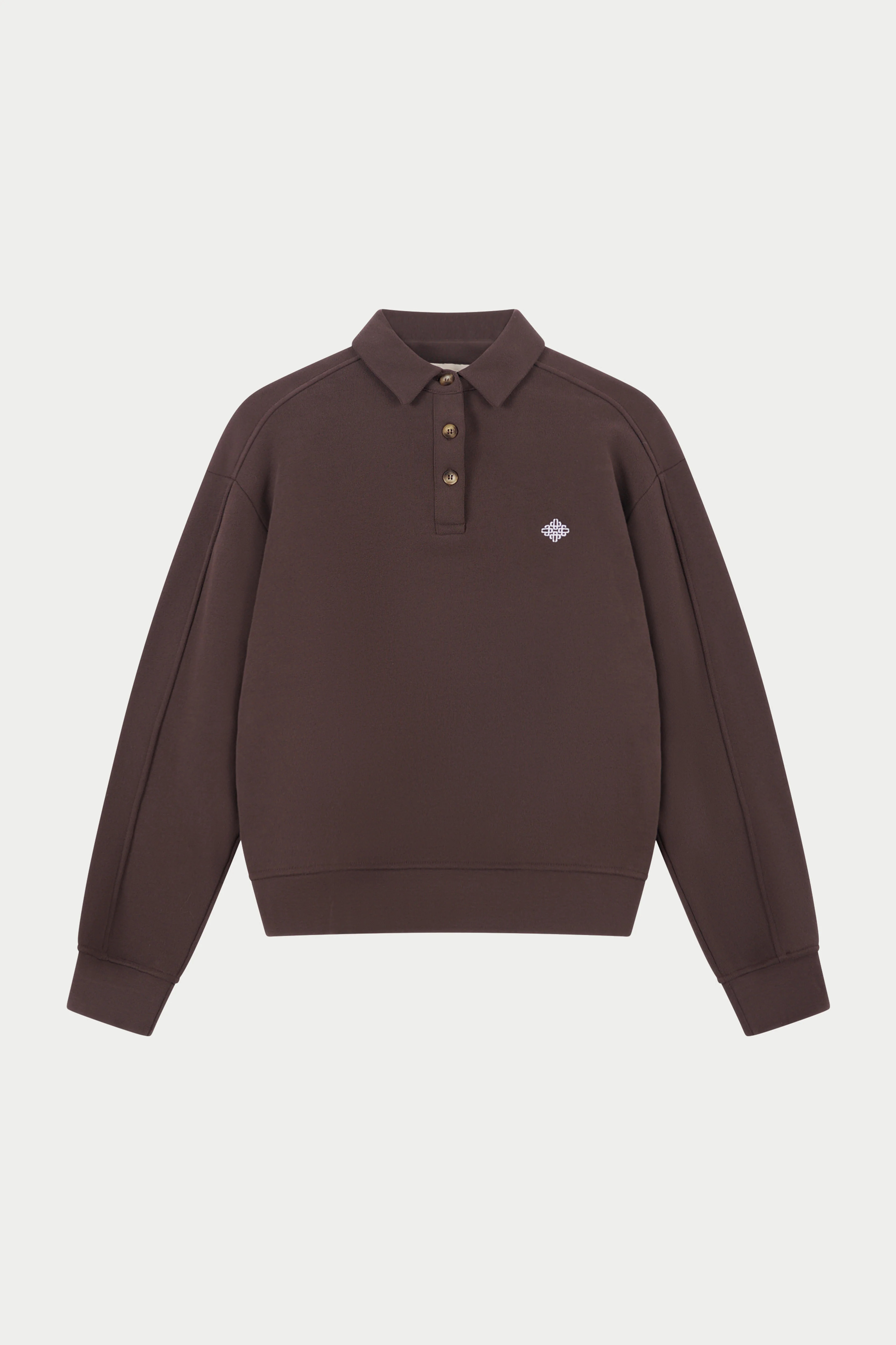 EMBLEM EMBROIDERED RUGBY POLO - CHOCOLATE