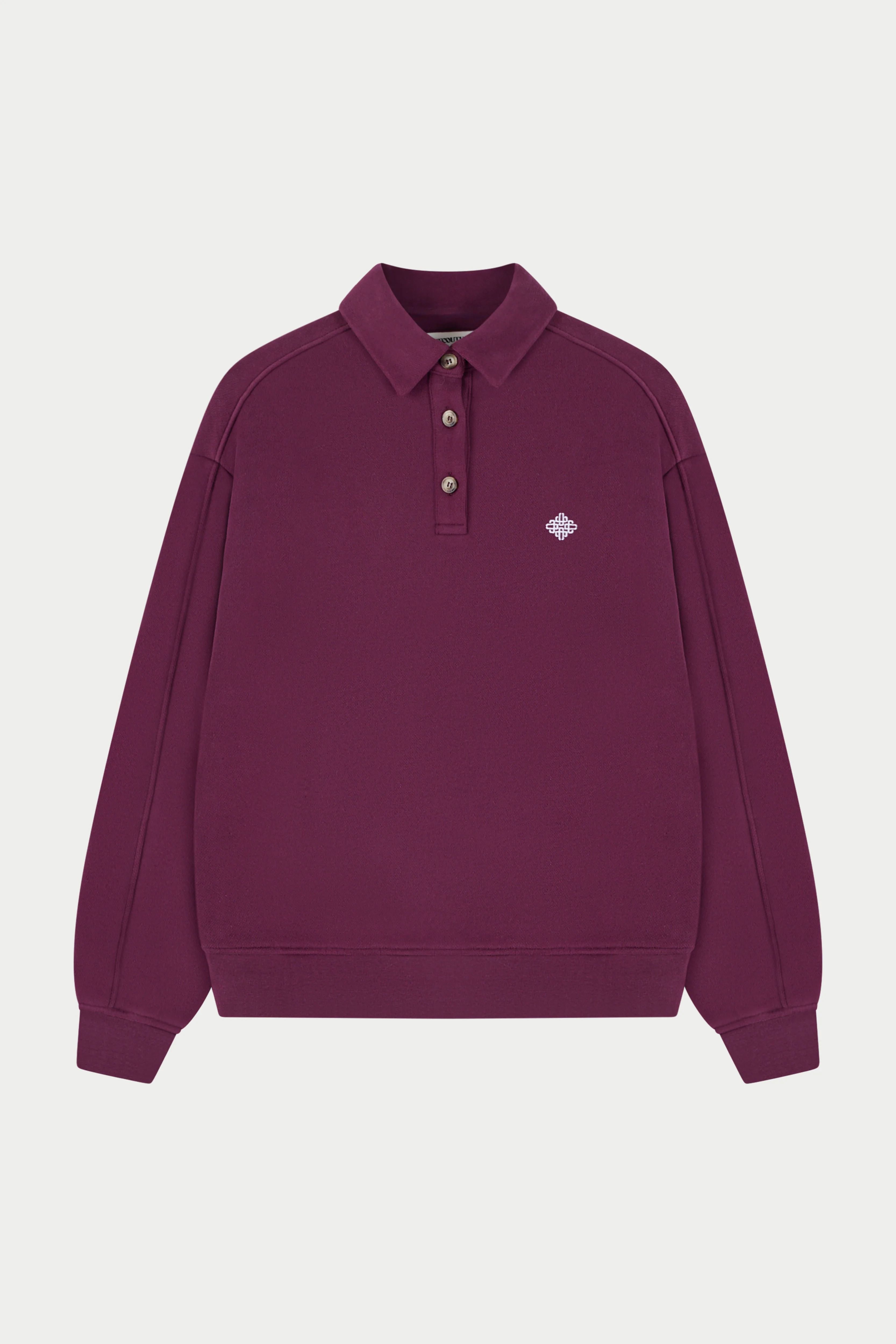 EMBLEM EMBROIDERED RUGBY POLO - PLUM