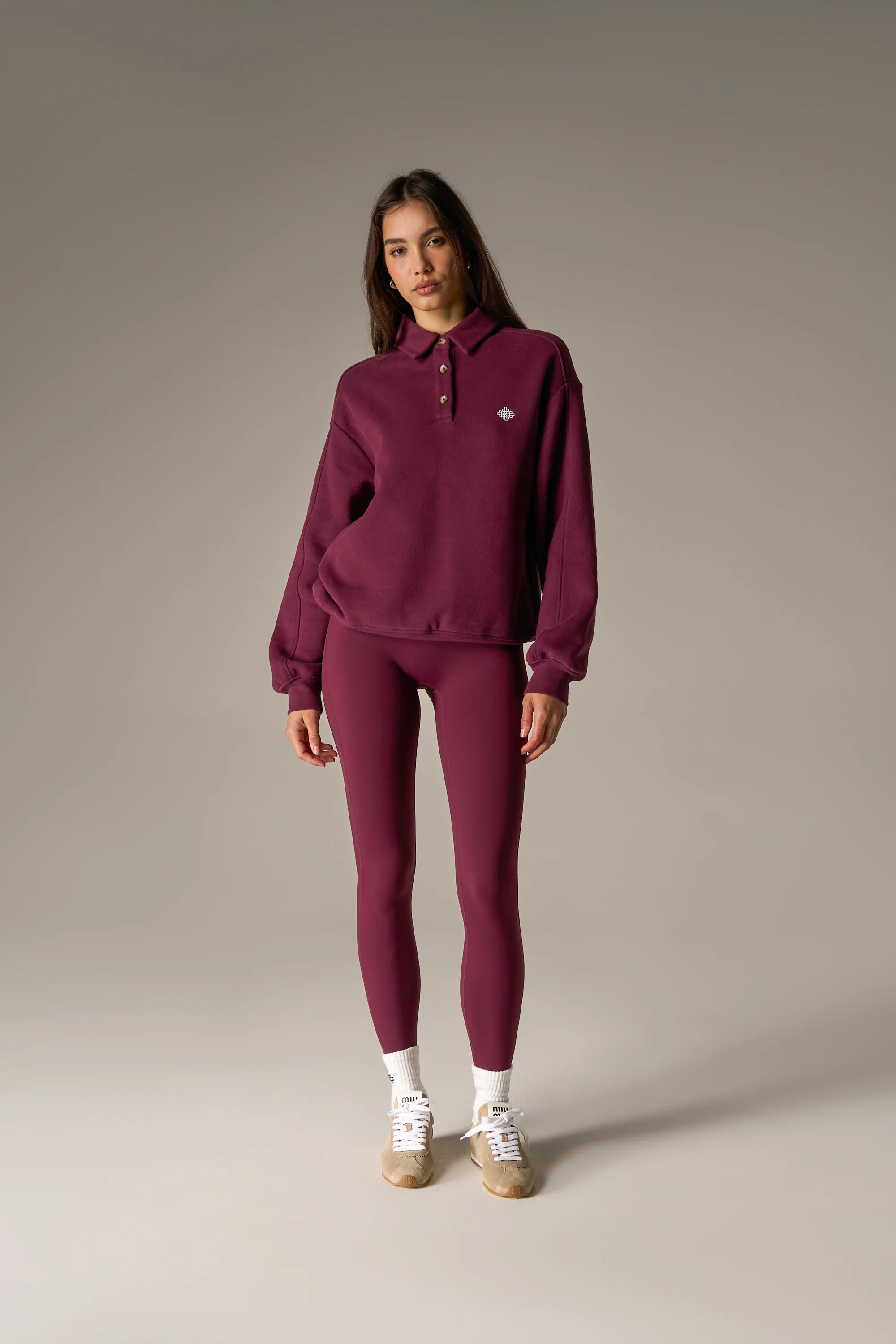 EMBLEM EMBROIDERED RUGBY POLO - PLUM - Image 4
