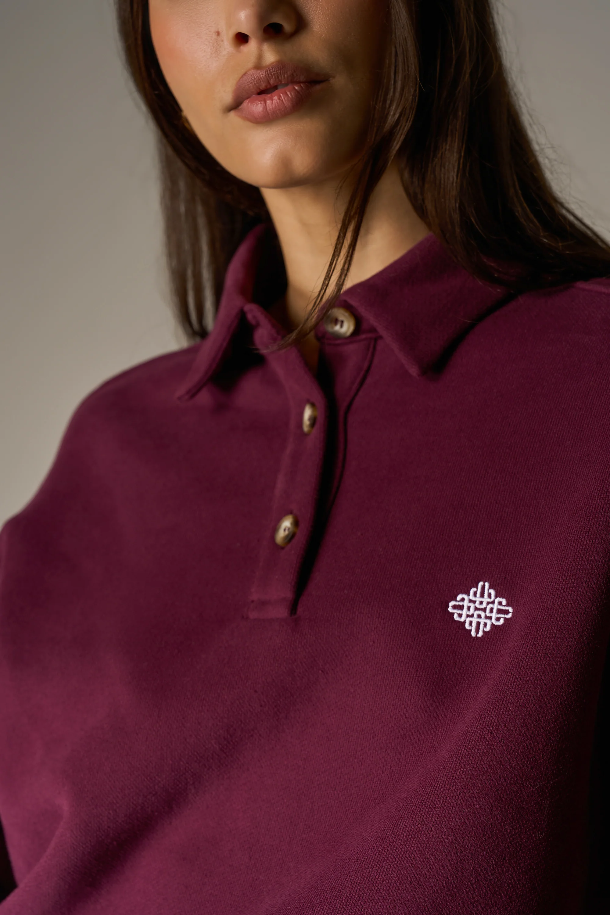 EMBLEM EMBROIDERED RUGBY POLO - PLUM - Image 5