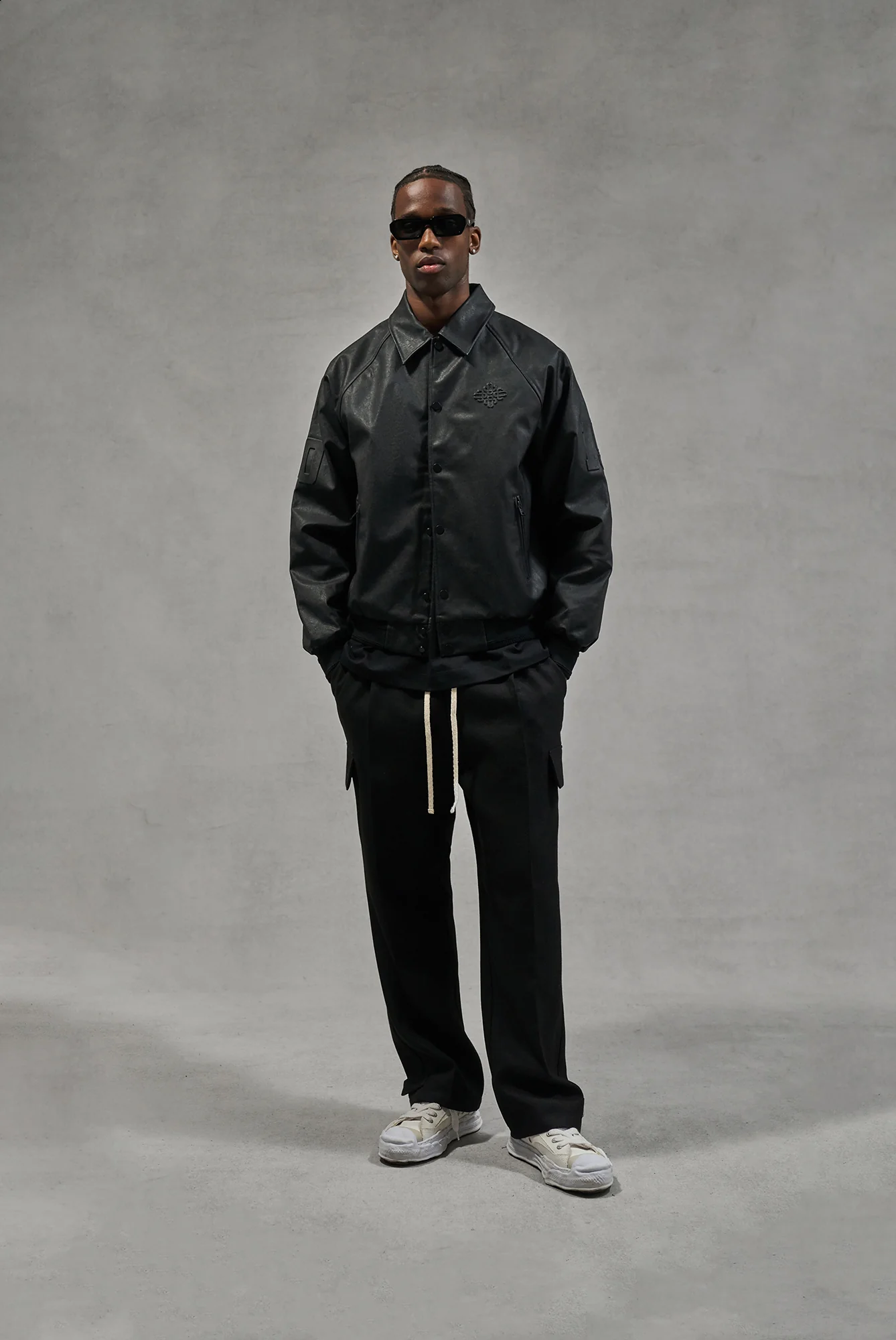 EMBOSSED BOMBER JACKET - BLACK - Image 3