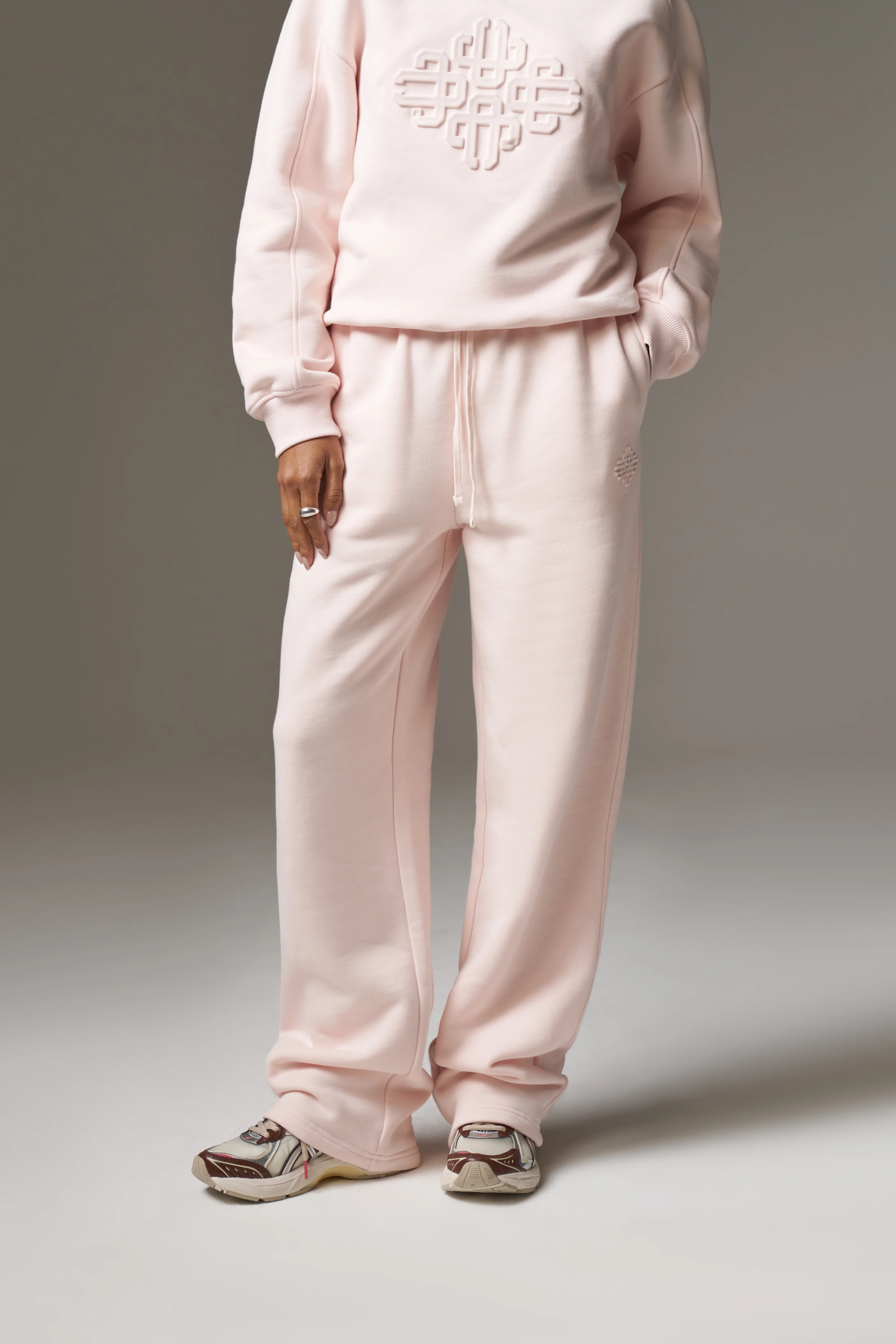EMBOSSED STRAIGHT LEG JOGGERS - PINK - Image 4