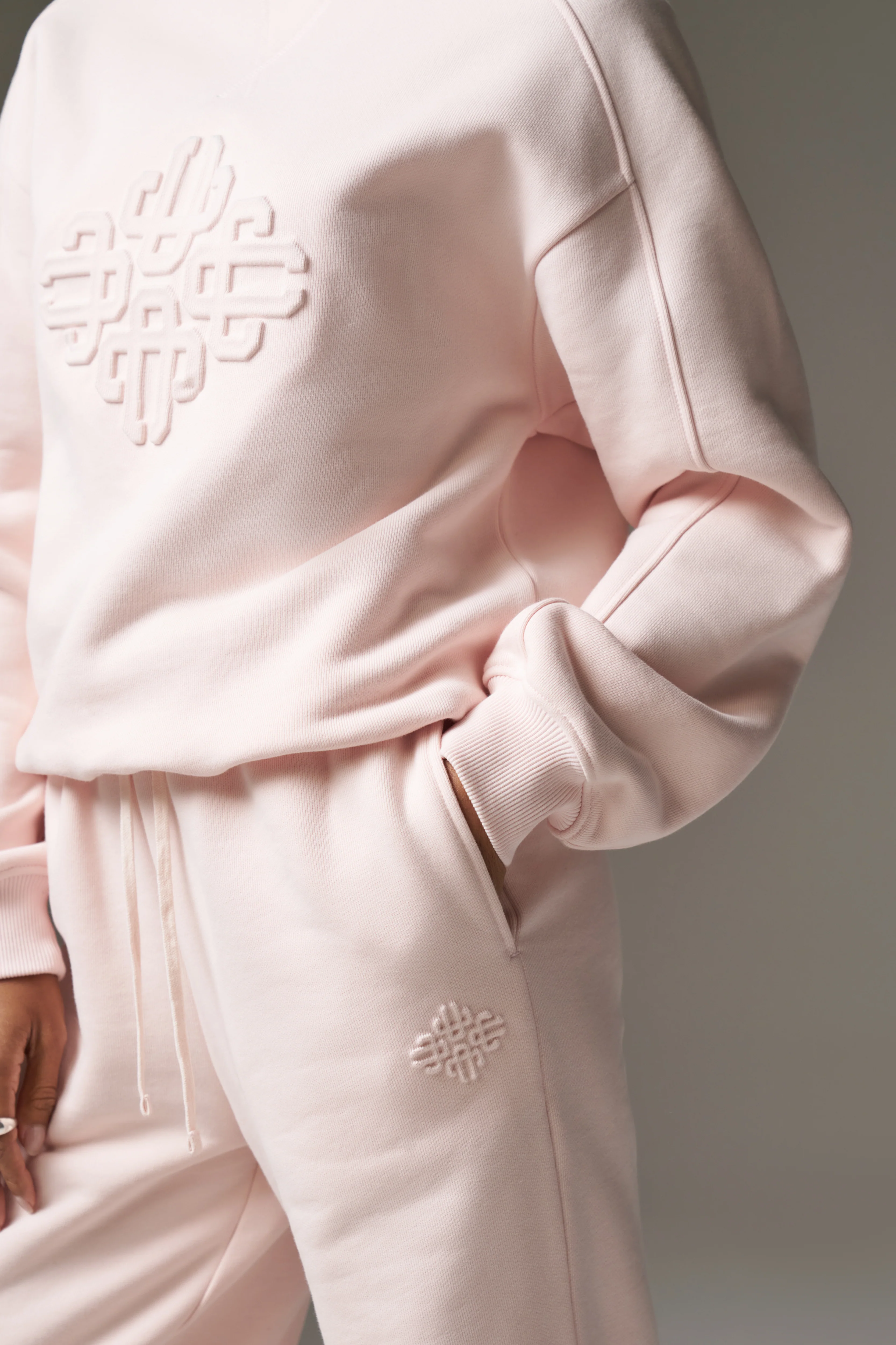 EMBOSSED STRAIGHT LEG JOGGERS - PINK - Image 5