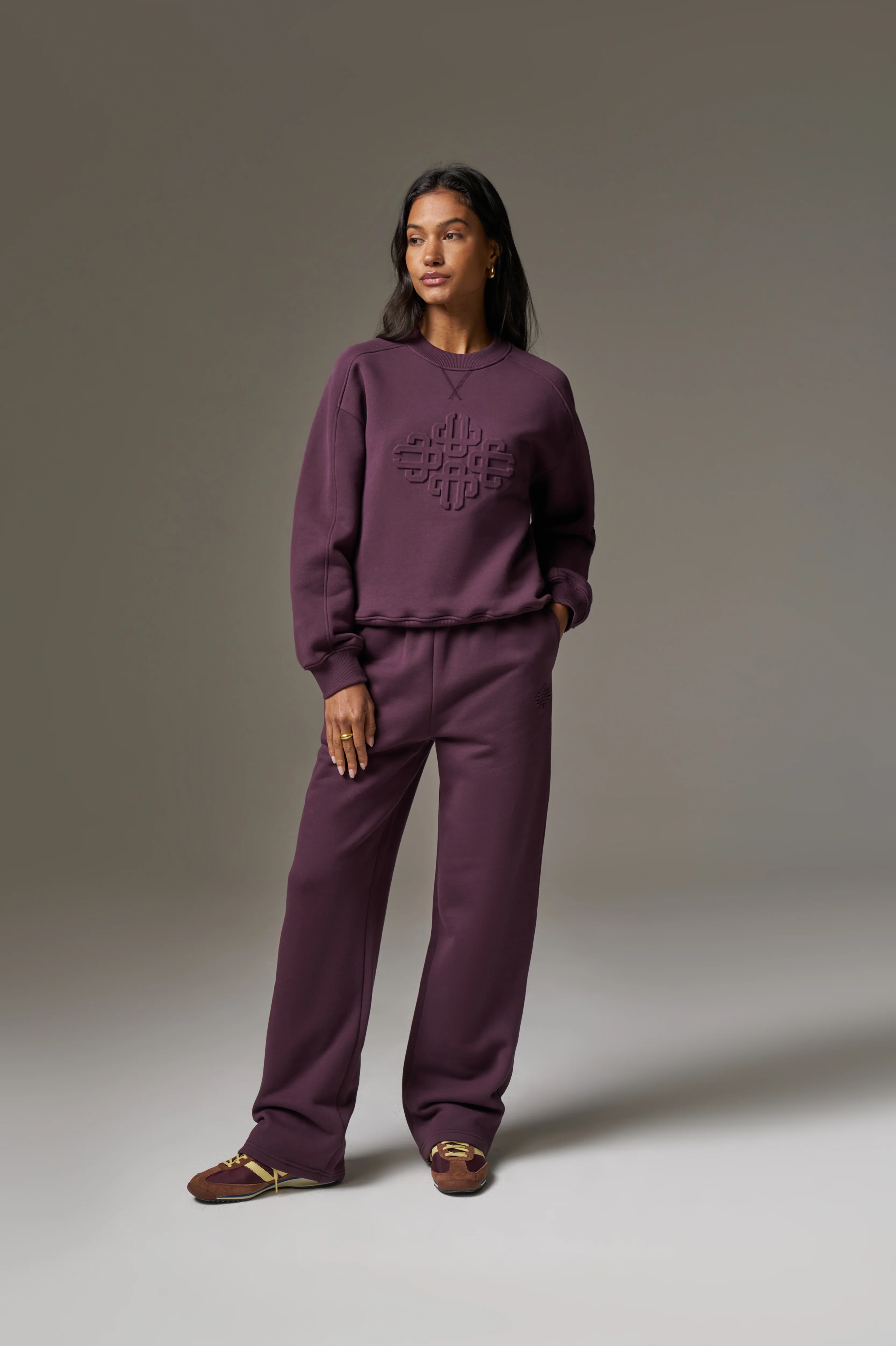 EMBOSSED SWEATSHIRT - PLUM - Image 5