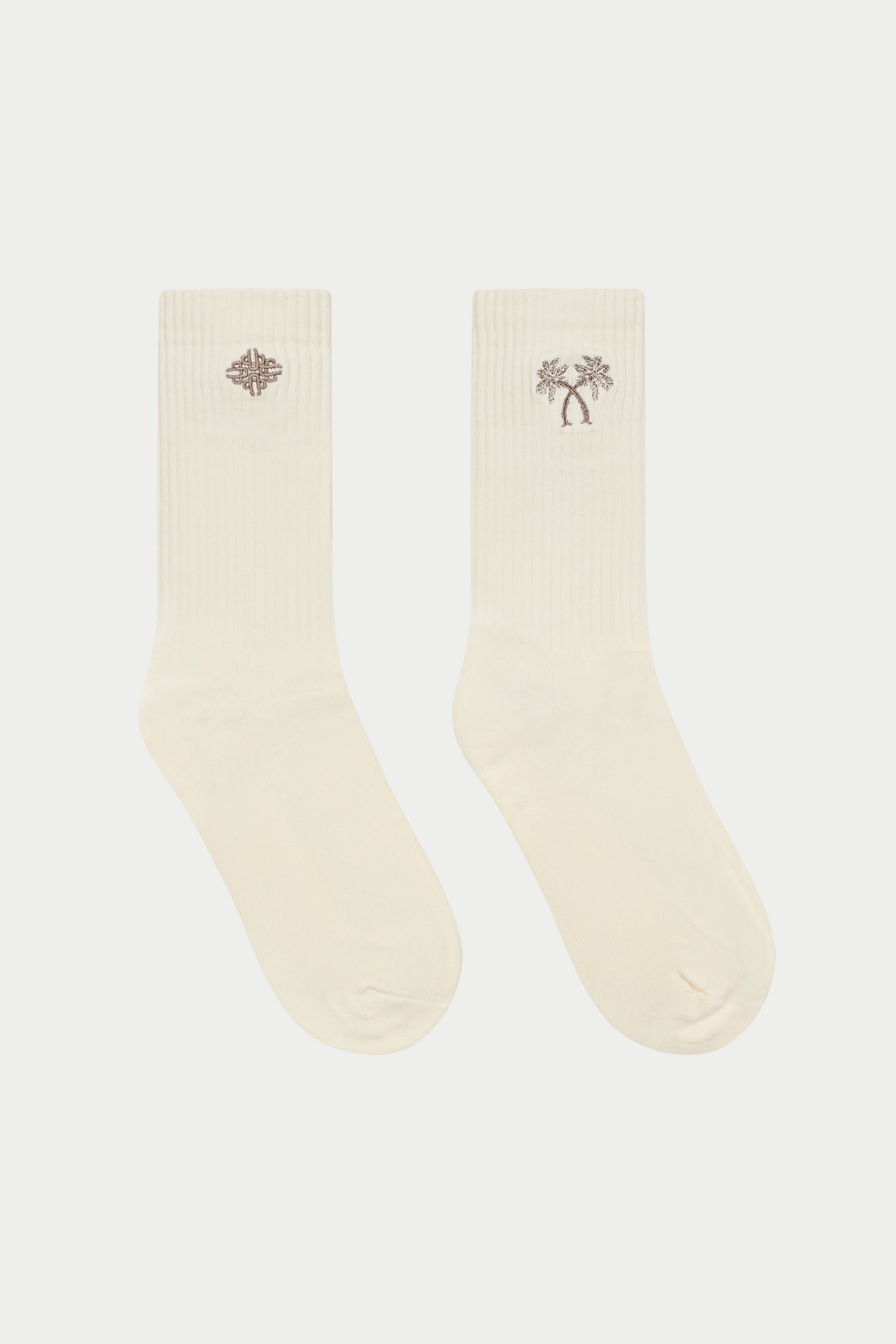 EMBROIDERED PALM SPORTS SOCKS - OFF WHITE - Image 2