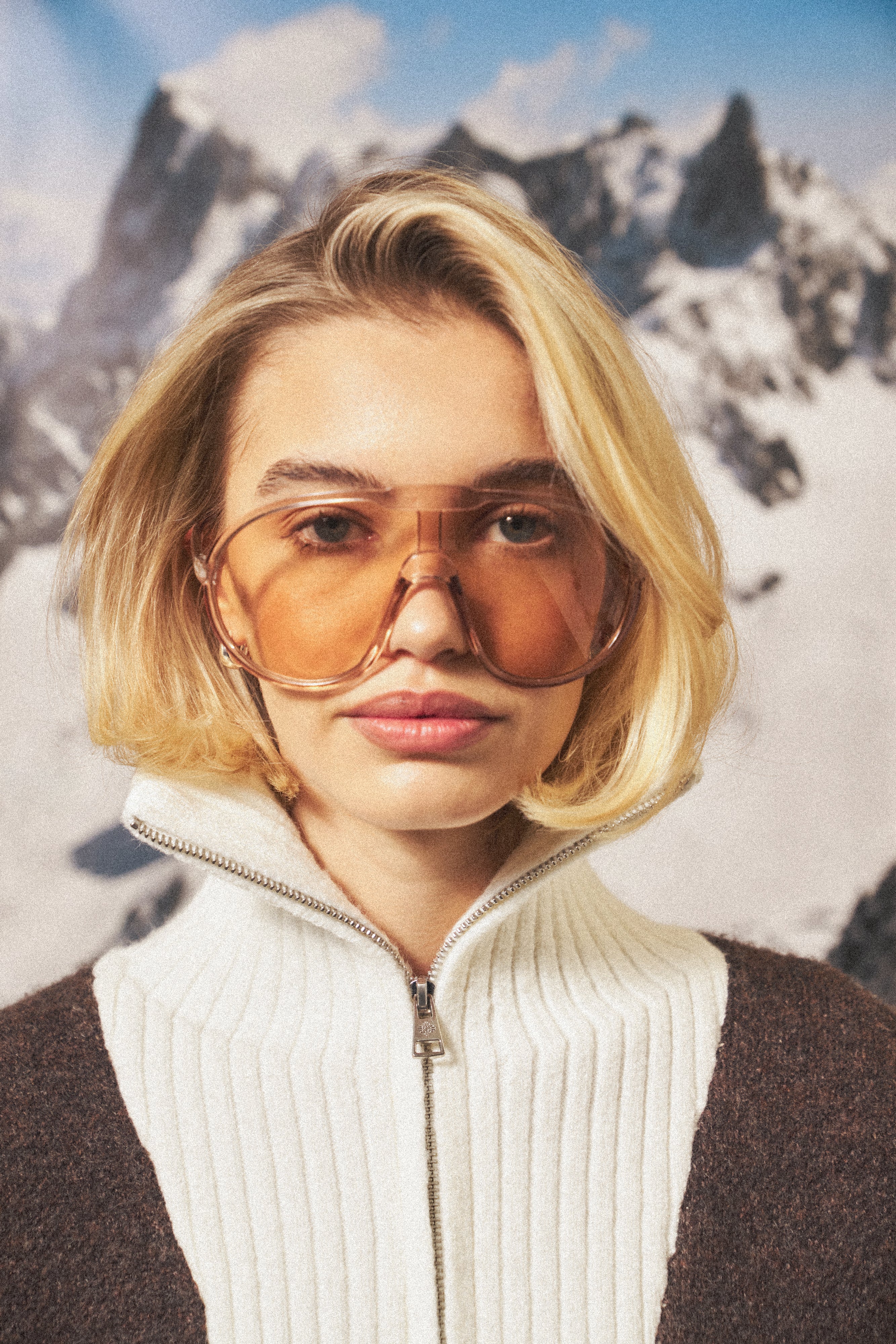 FAIR ISLE FUNNEL NECK QUARTER ZIP - BEIGE - Image 5