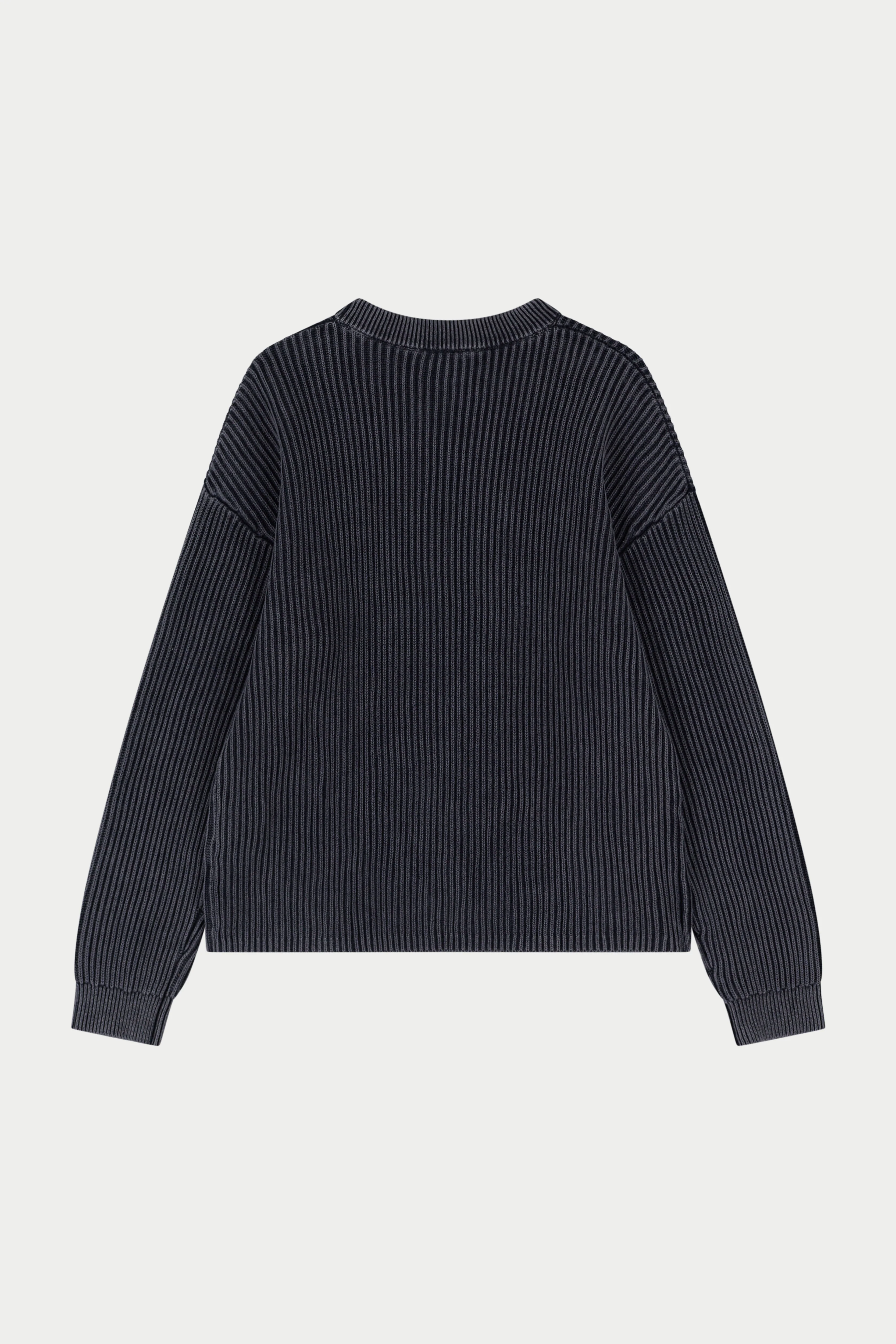 HEAVY WASHED RIBBED KNIT CREW - PETROL - Image 7