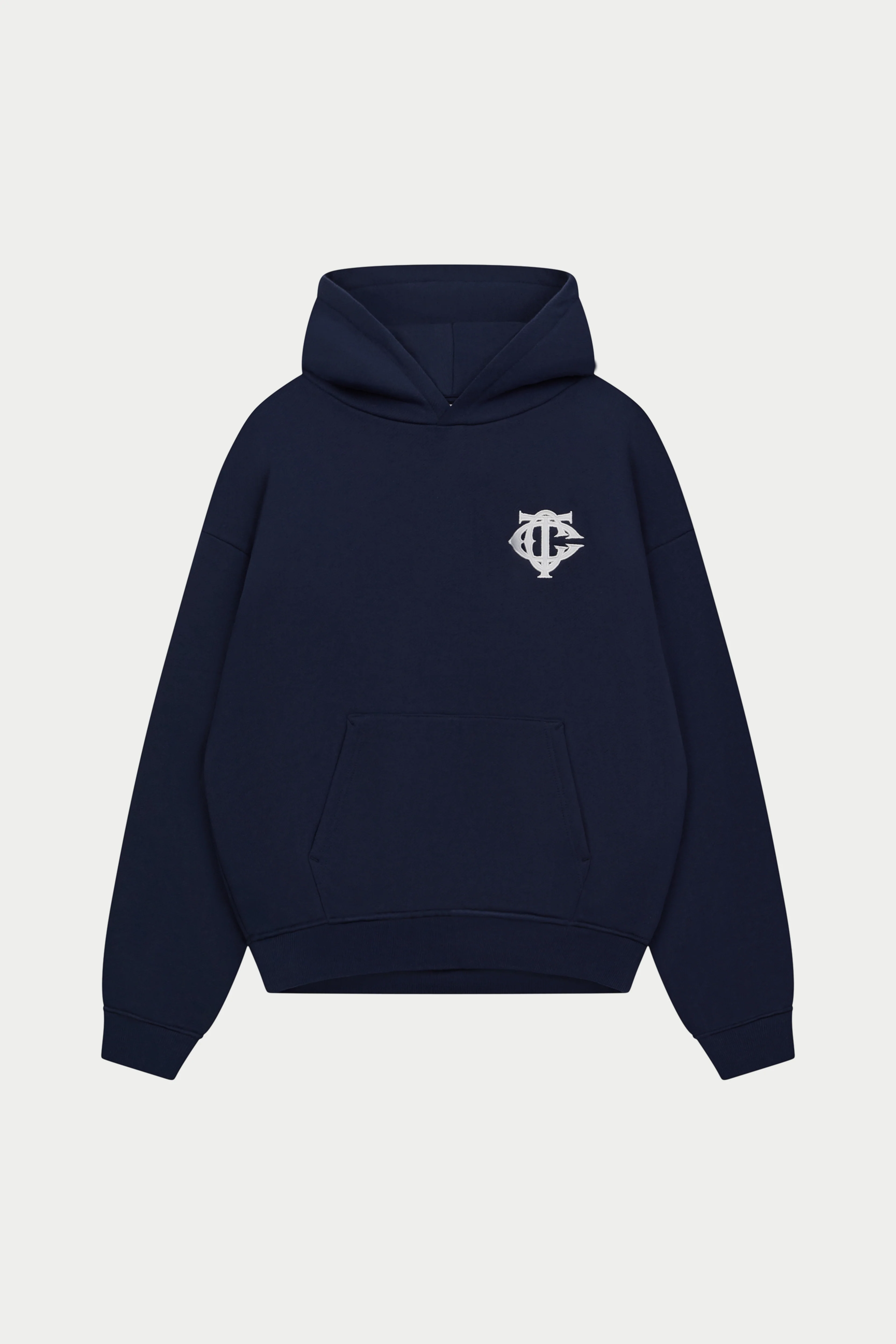 HEAVYWEIGHT MONOGRAM APPLIQUE EMBLEM HOODIE - NAVY