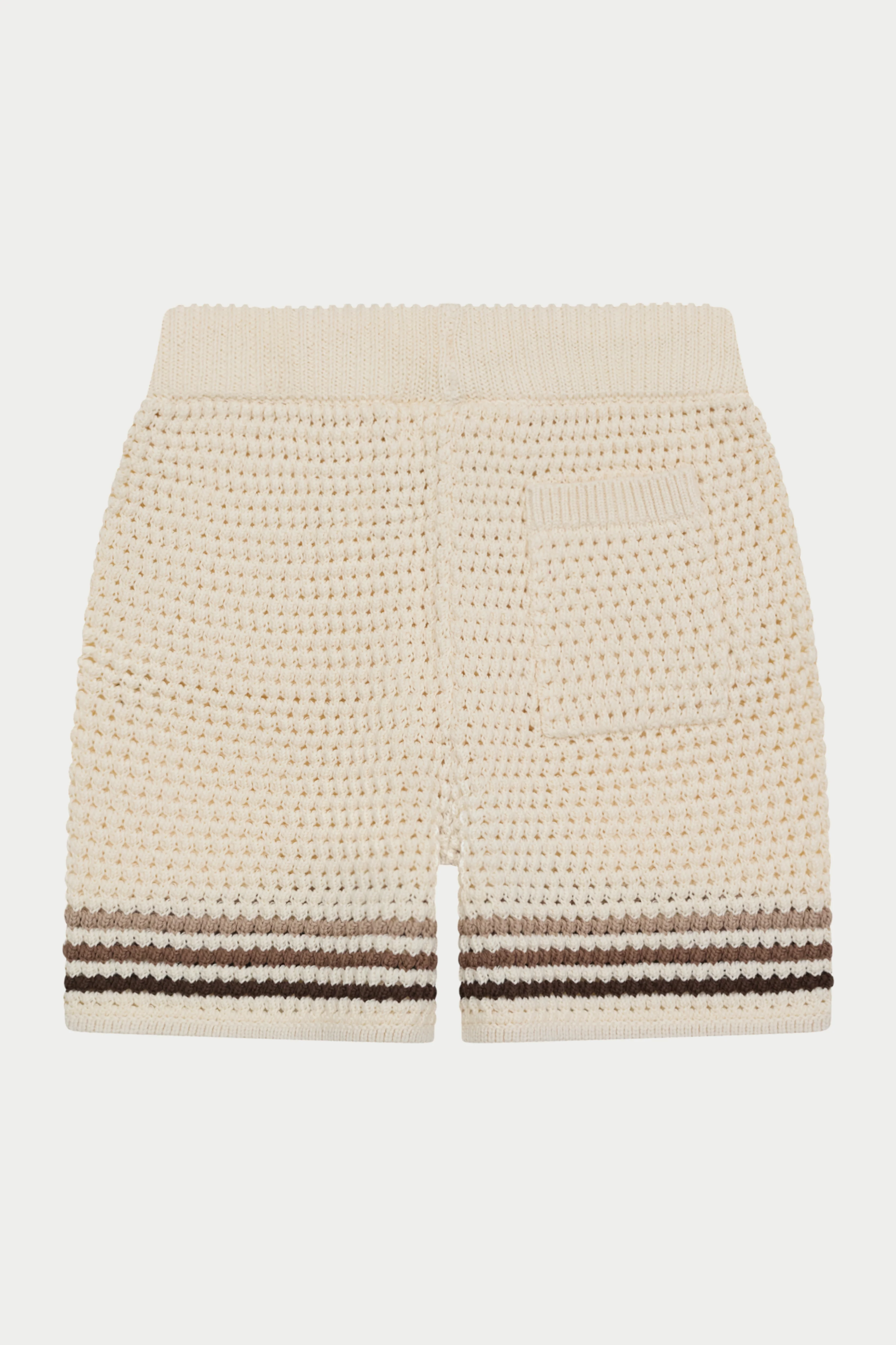JUNIOR STRIPE CROCHET KNIT SHORTS - OFF WHITE - Image 7
