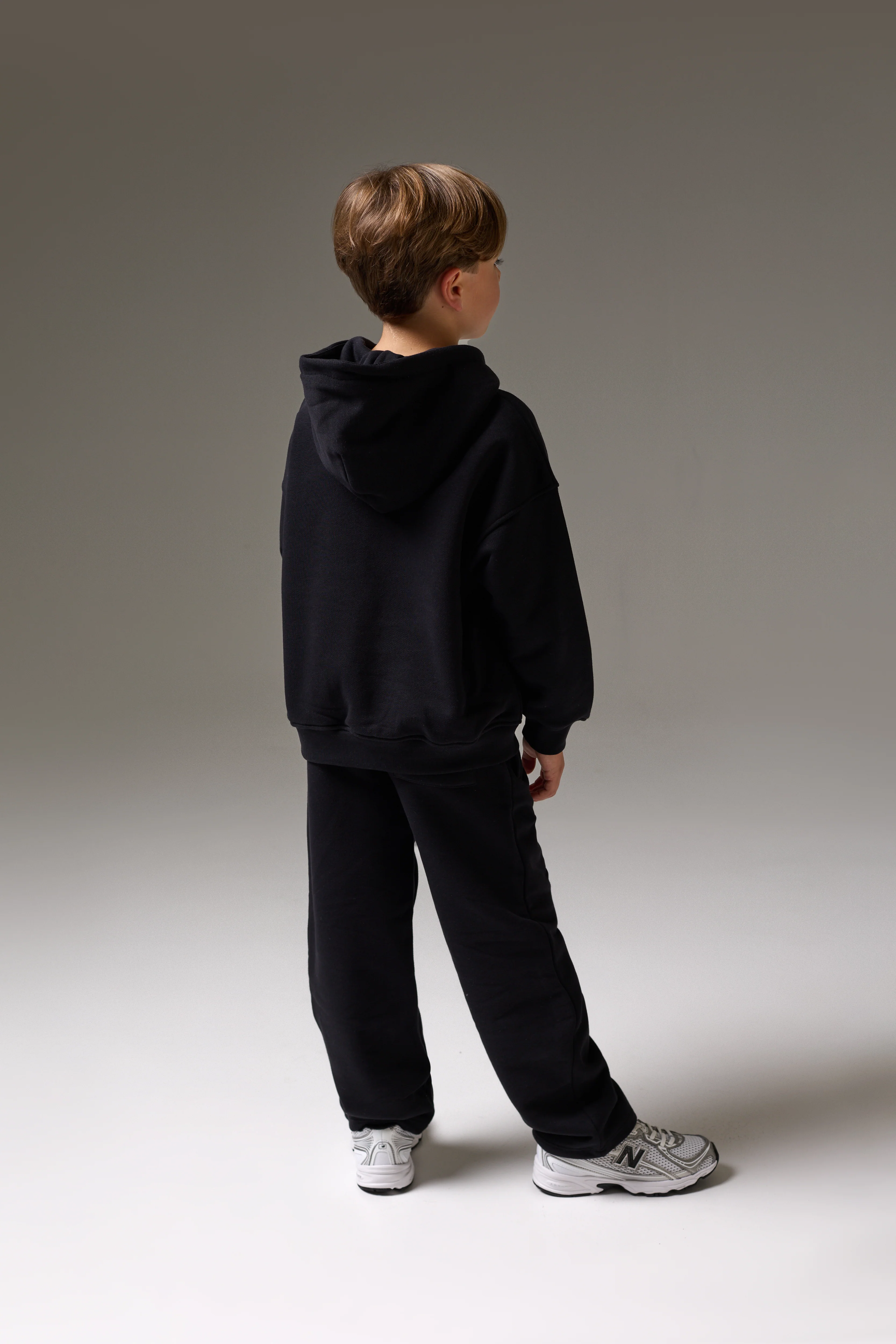JUNIOR ZIP THROUGH EMBLEM APPLIQUE HOODIE - BLACK - Image 3