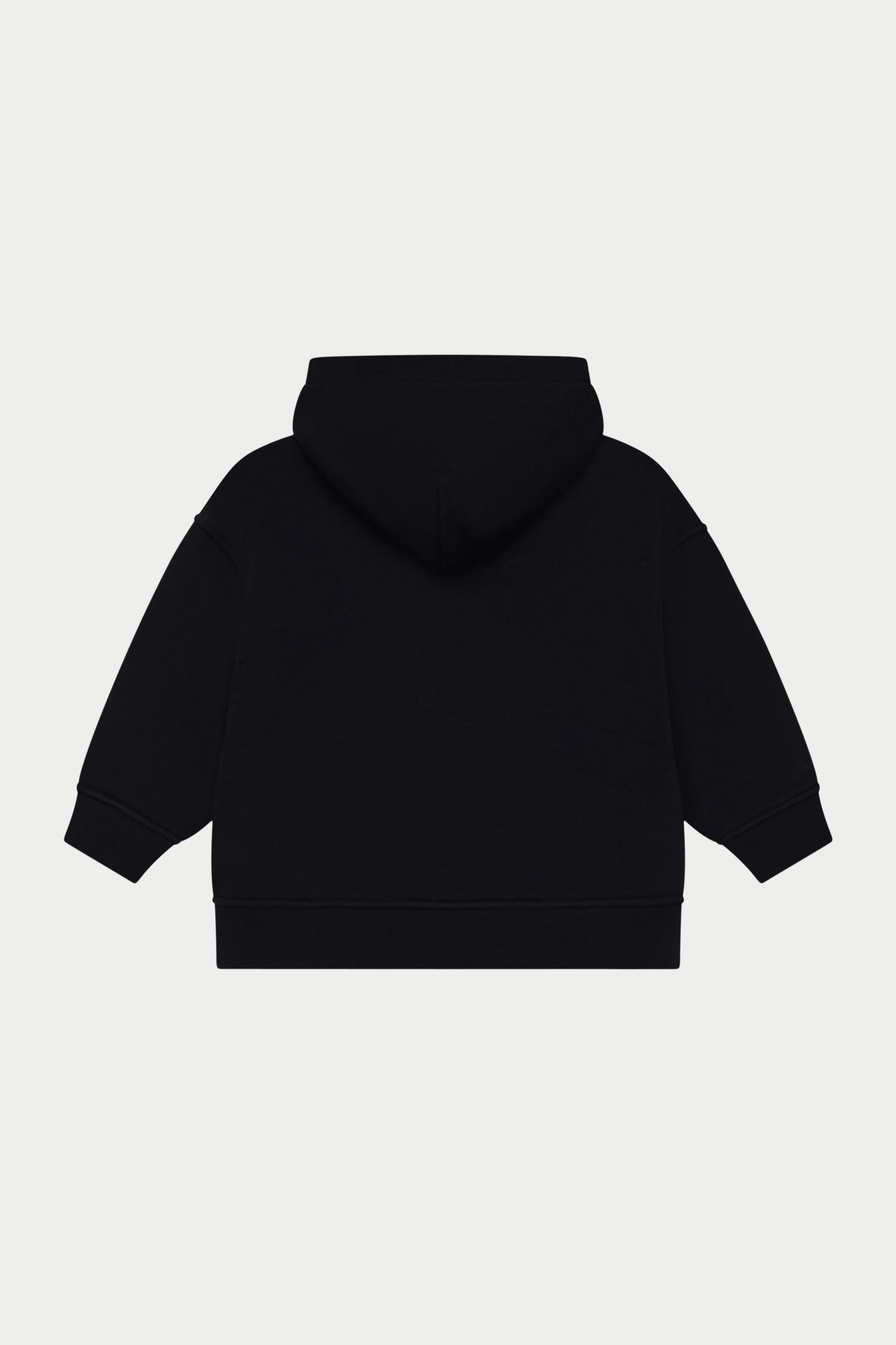 JUNIOR ZIP THROUGH EMBLEM APPLIQUE HOODIE - BLACK - Image 6