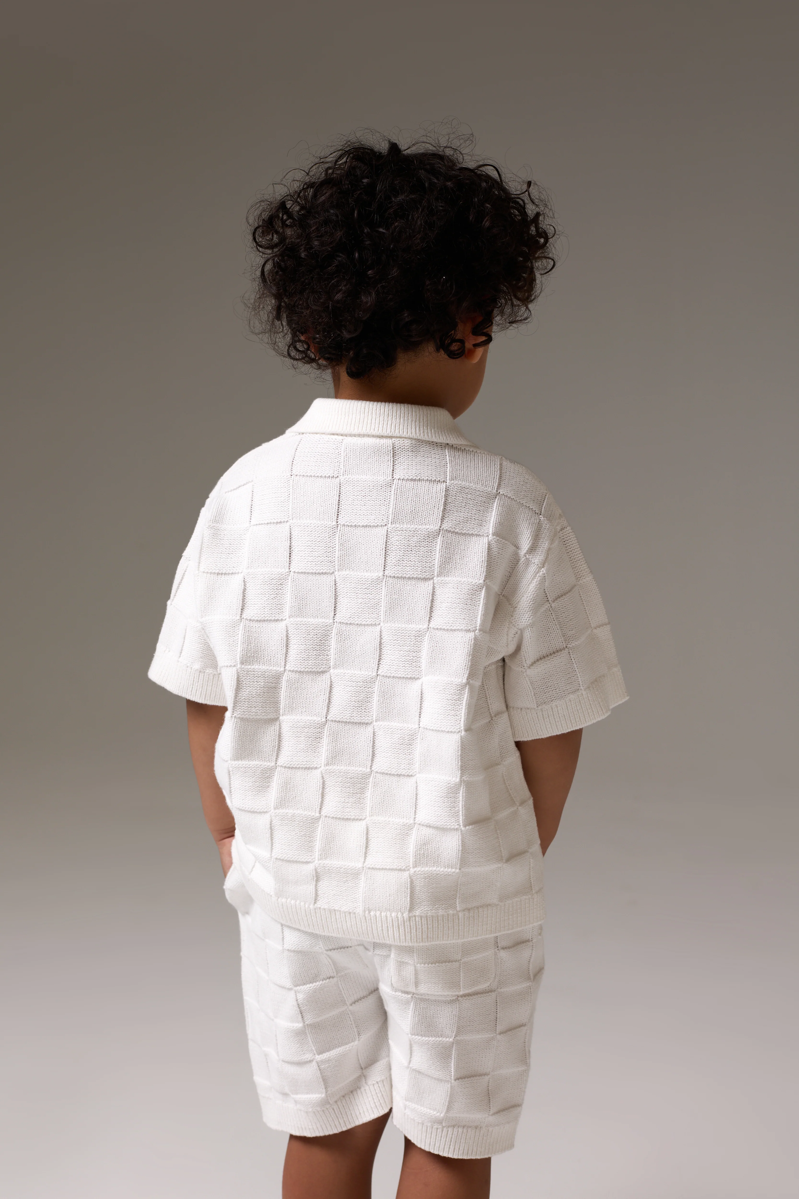 KIDS CHECKERBOARD KNITTED SHORT - OFF WHITE - Image 5