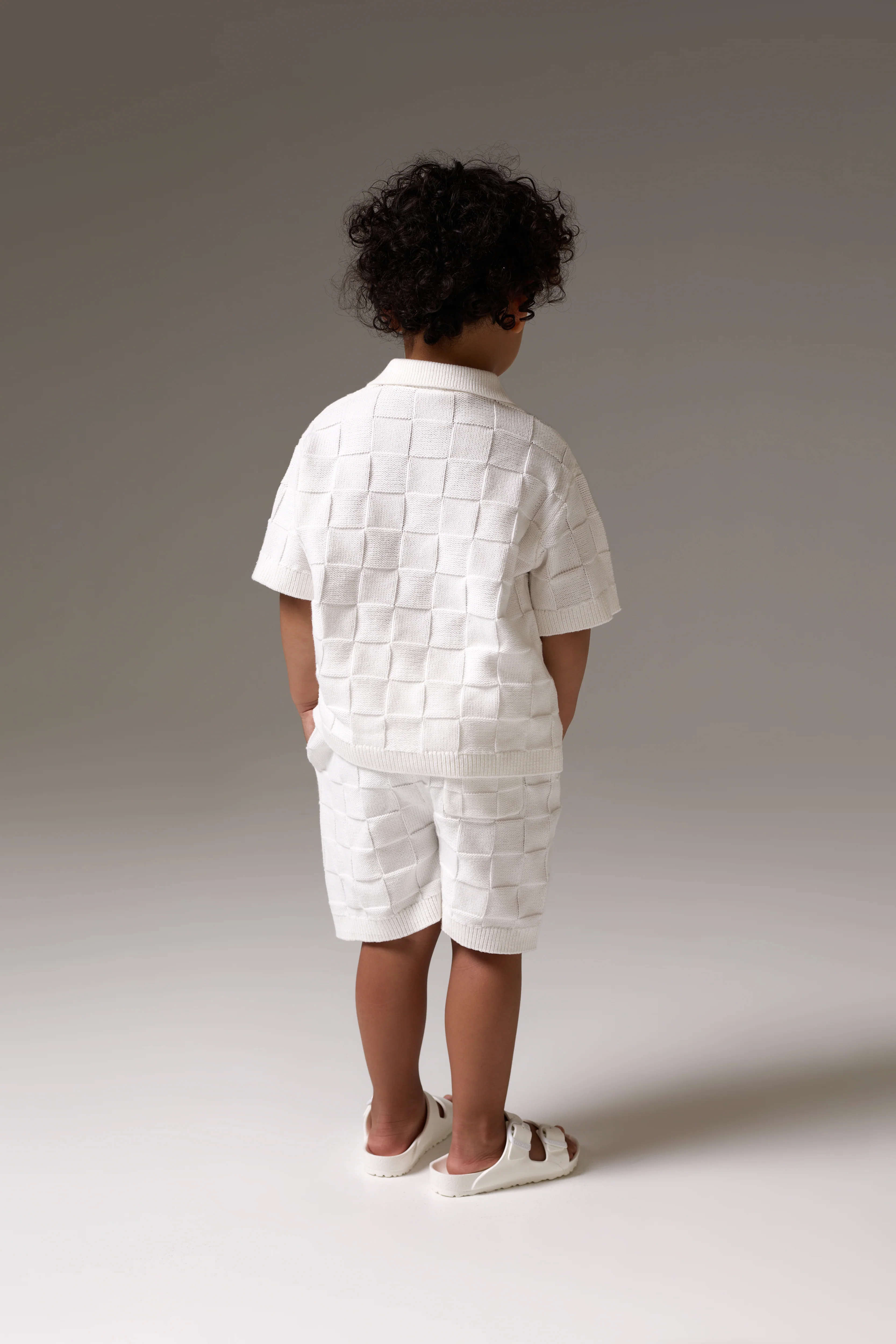 KIDS CHECKERBOARD KNITTED SHORT - OFF WHITE - Image 6