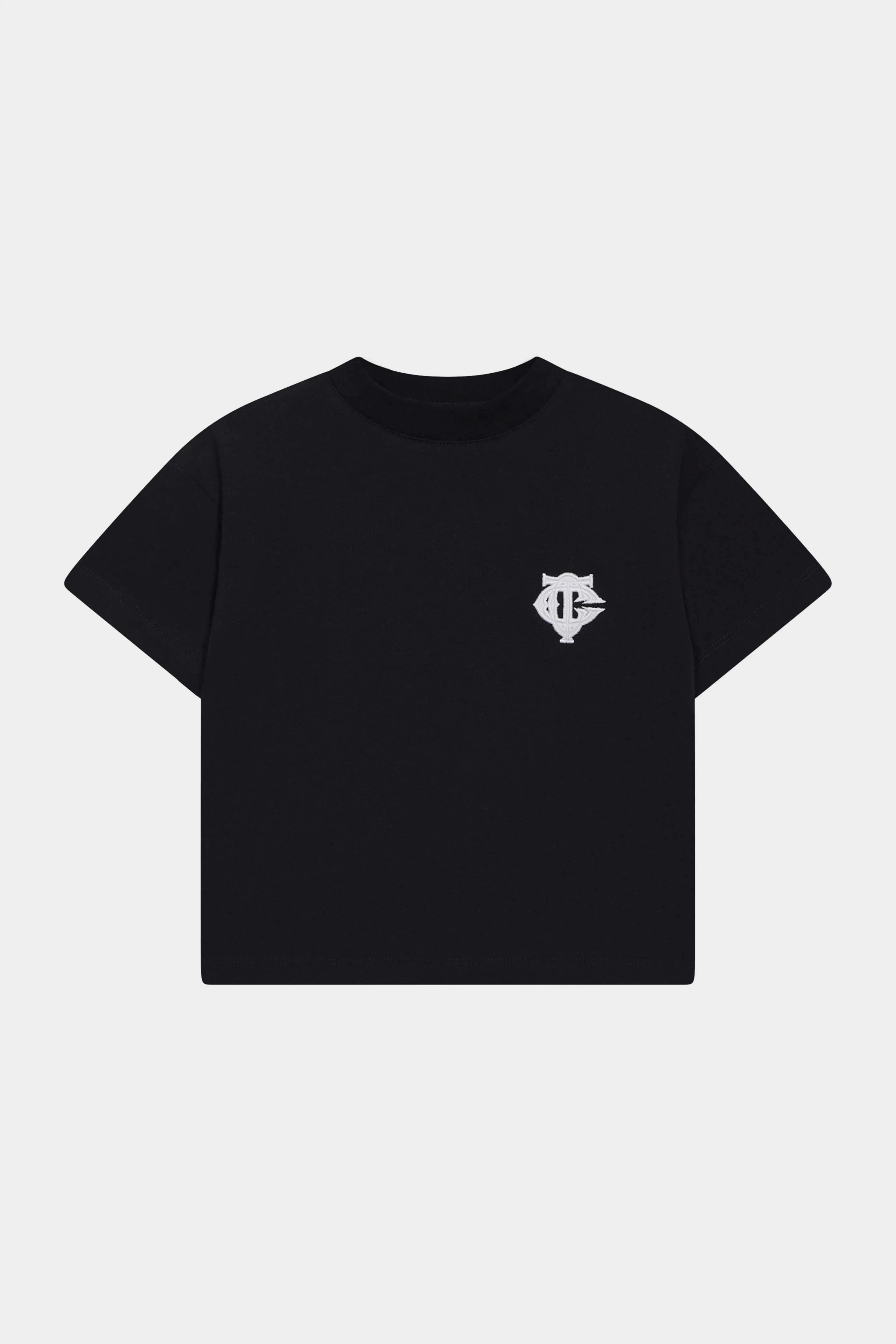 KIDS MONOGRAM EMBLEM APPLIQUE T-SHIRT - BLACK - Image 2