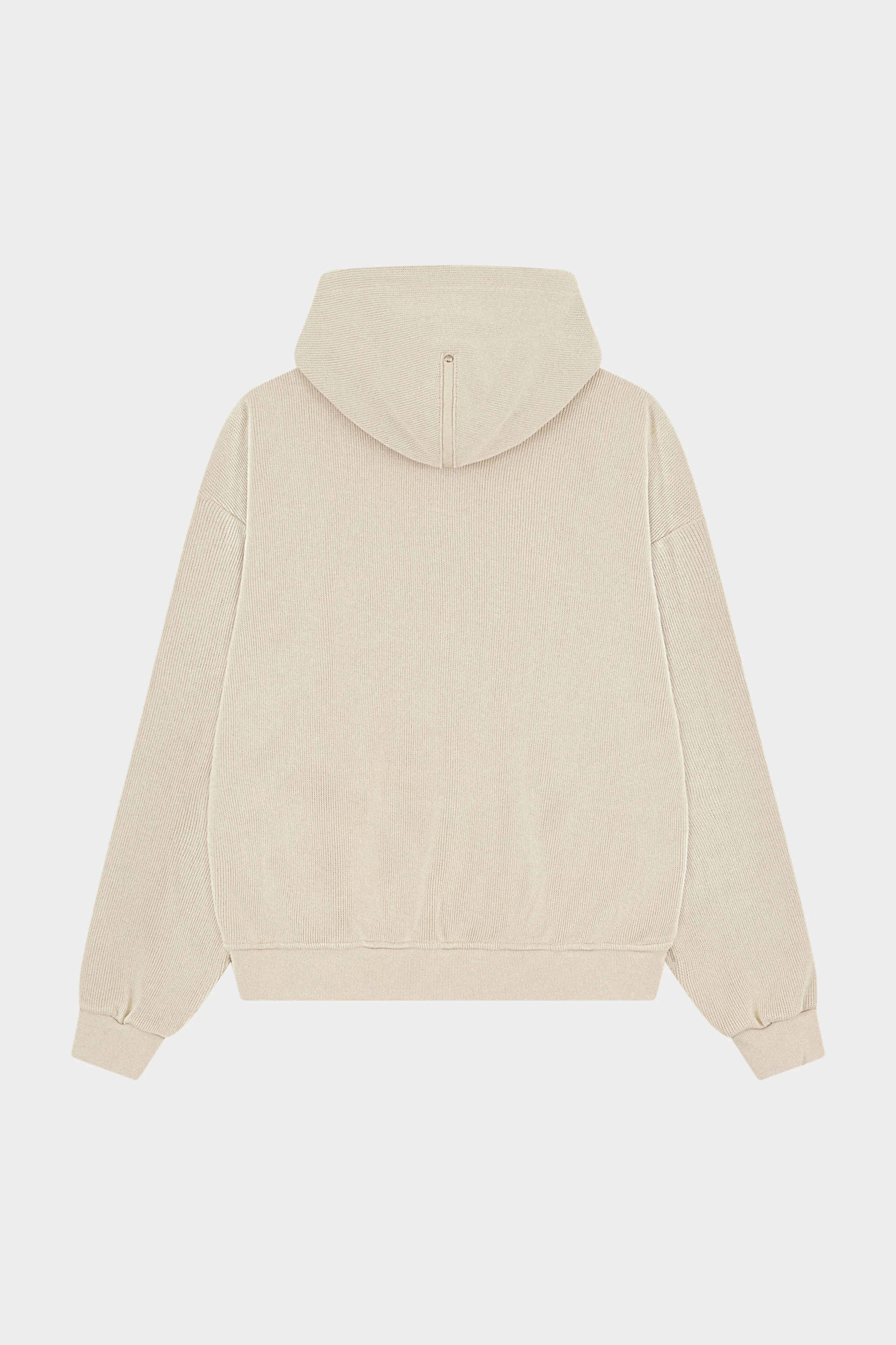 KNIT CONTRAST BINDING ZIP THROUGH HOODIE - BEIGE - Image 7