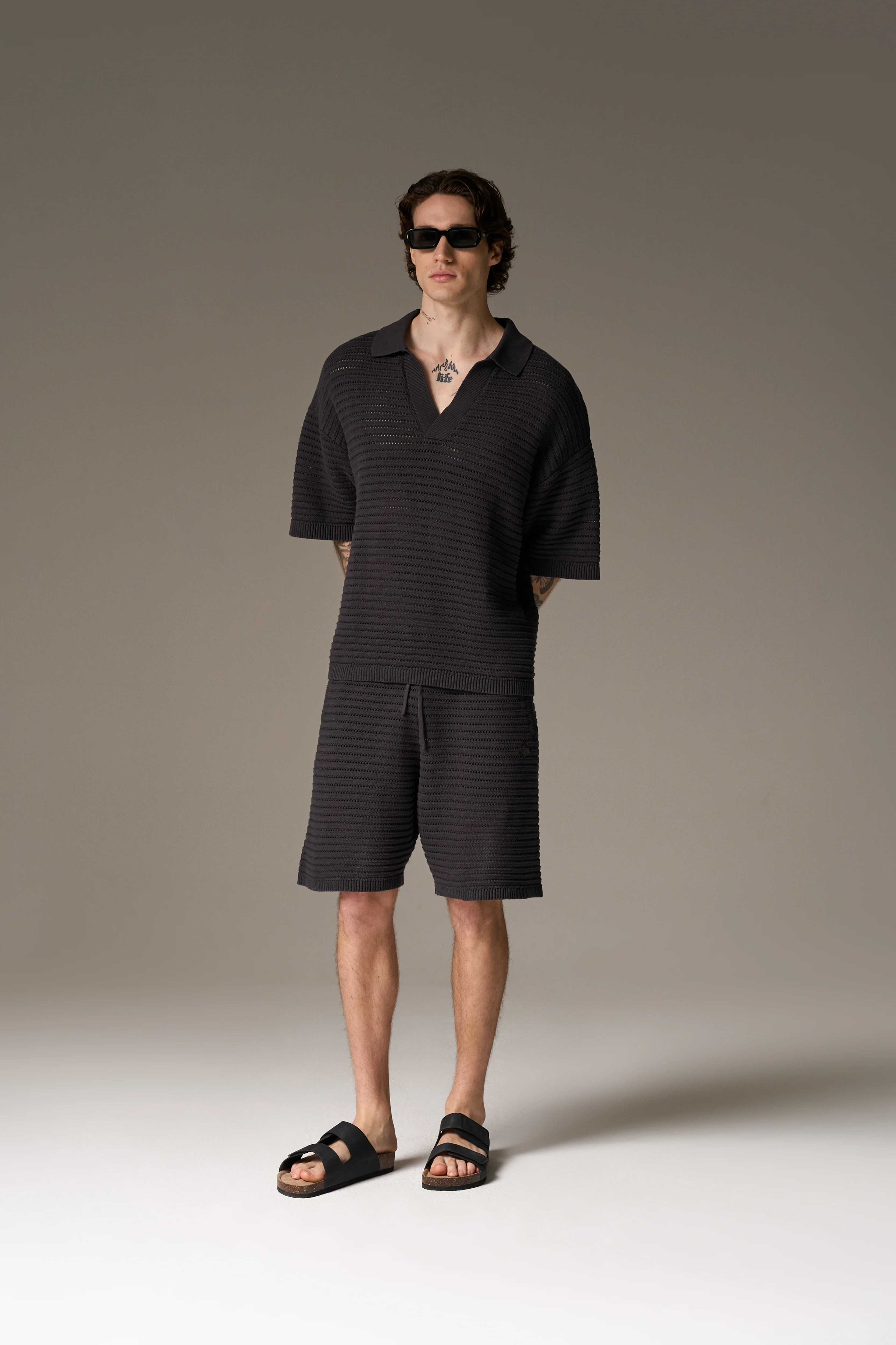 KNITTED SHORTS - CHARCOAL - Image 11