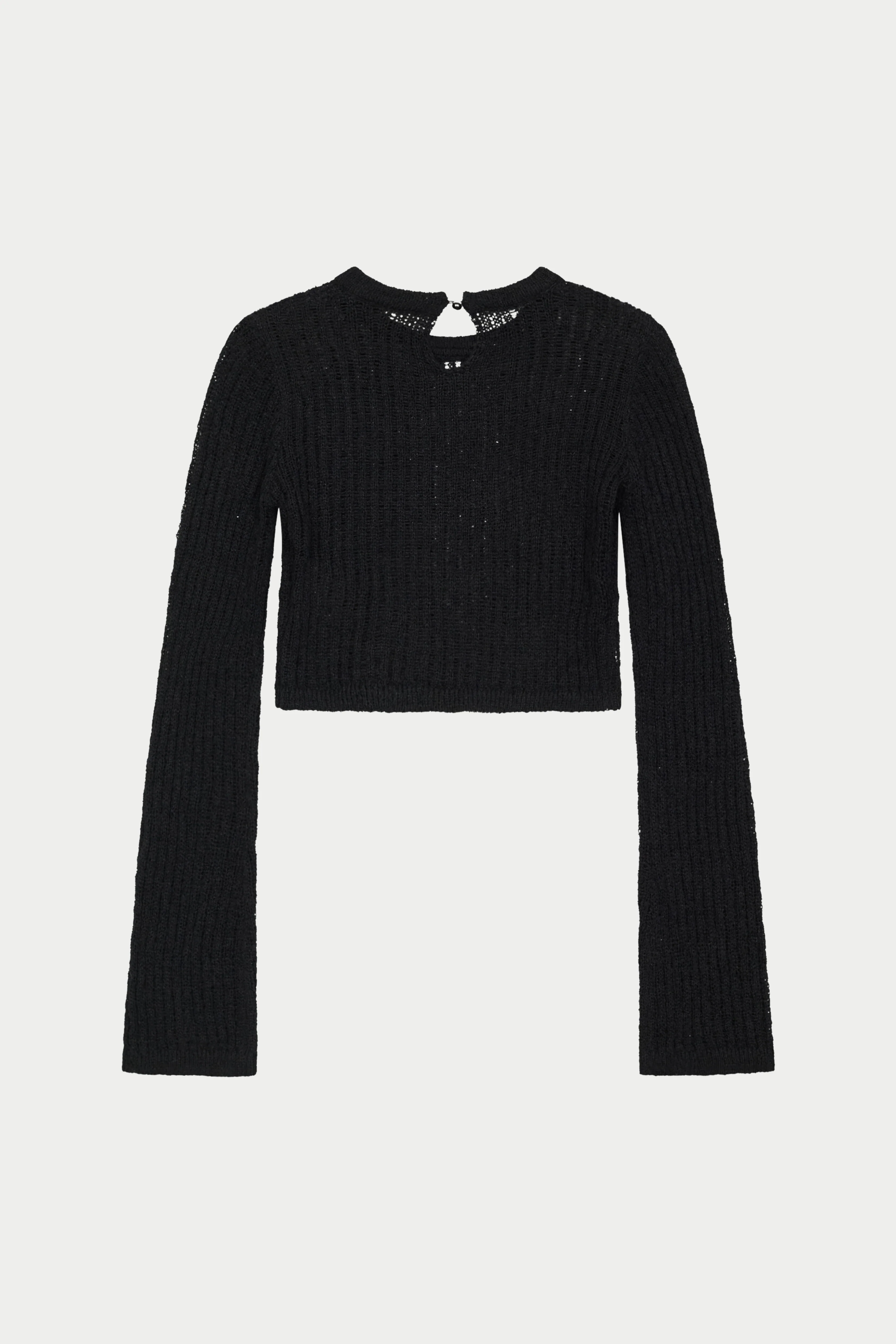 LADDER KNIT LONG SLEEVE TOP - BLACK - Image 11