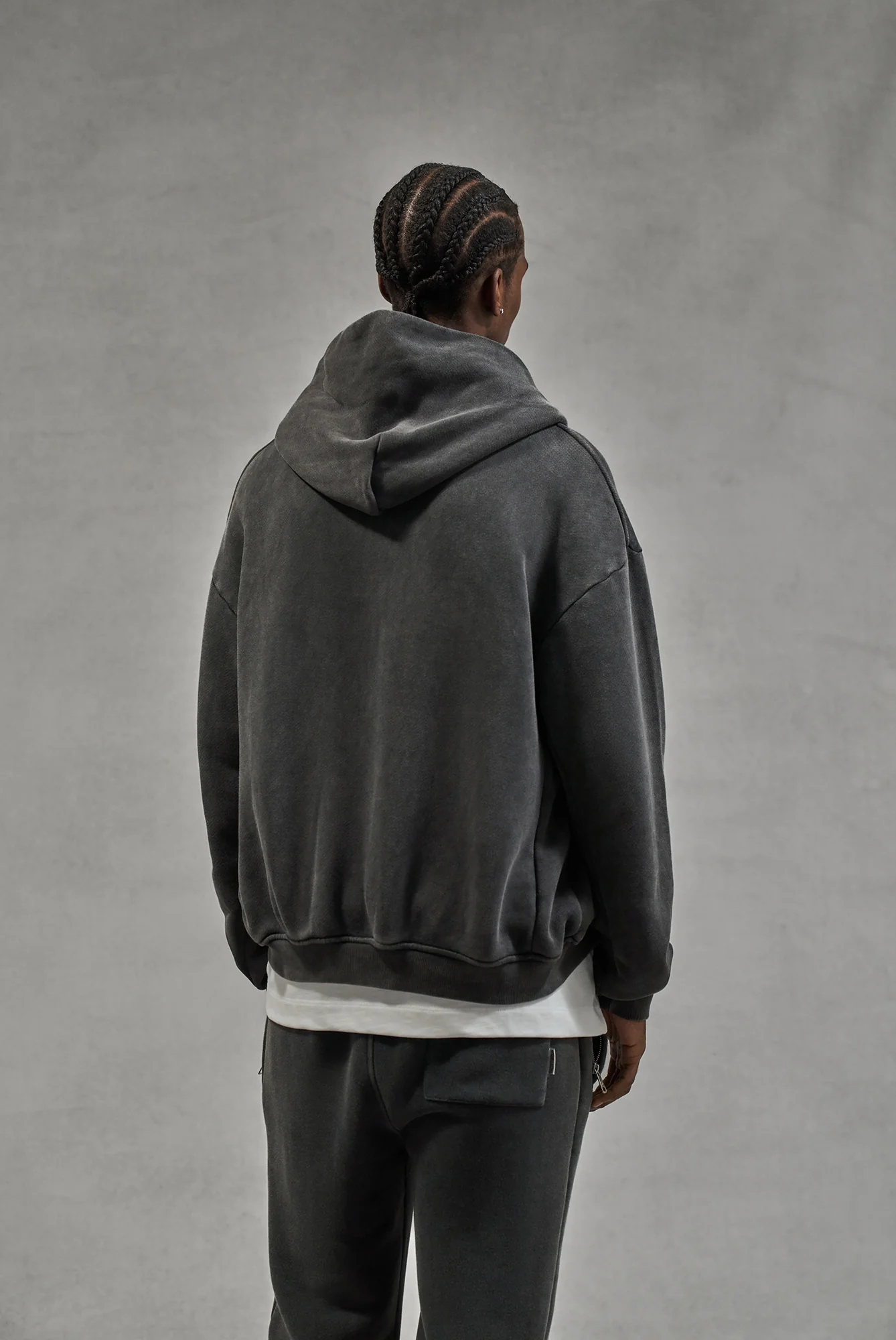 LAUNDERED CLASSICS ZIP THROUGH HOODIE - CHARCOAL - Image 7