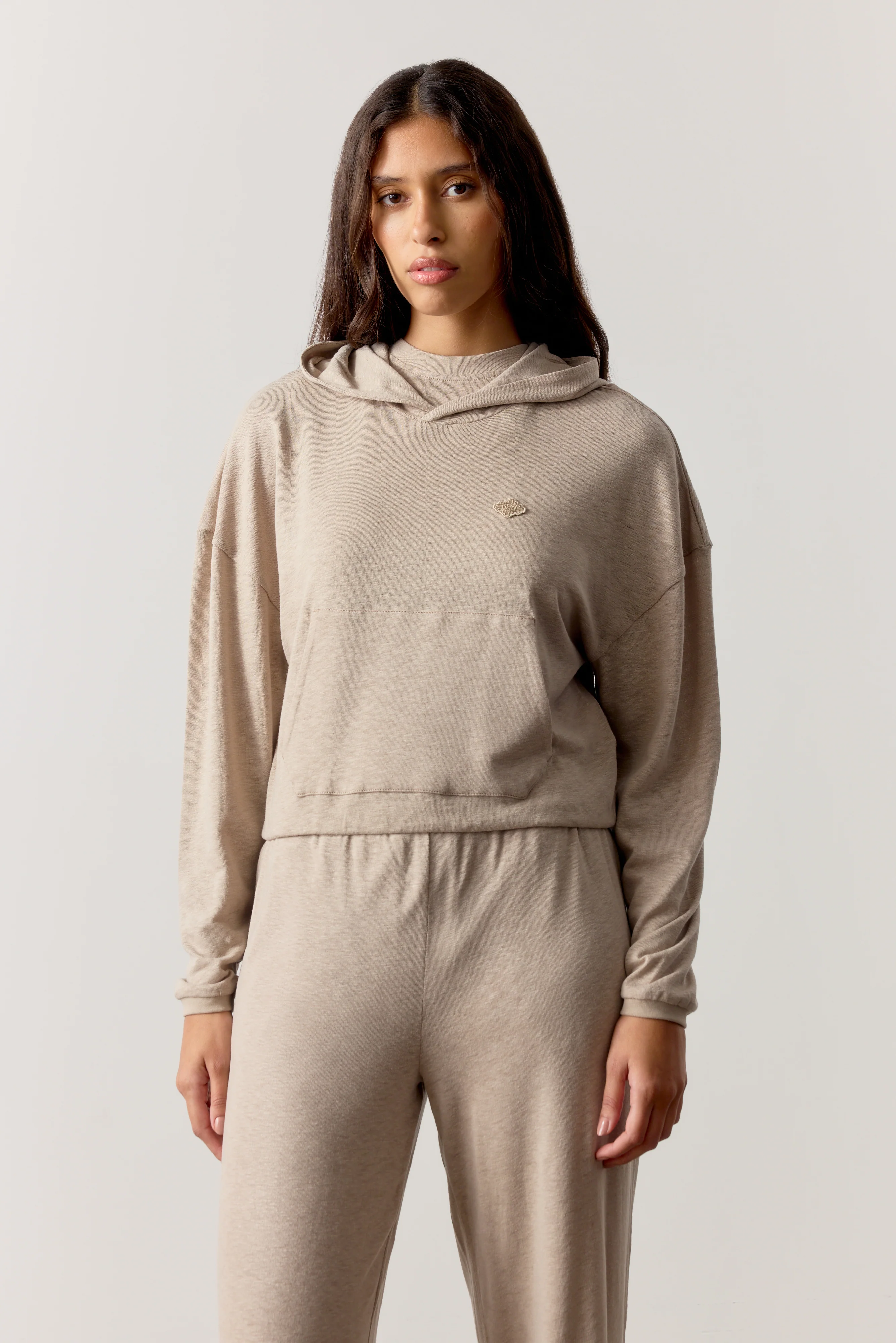 MARL SLUB HOODIE - MUSHROOM - Image 2