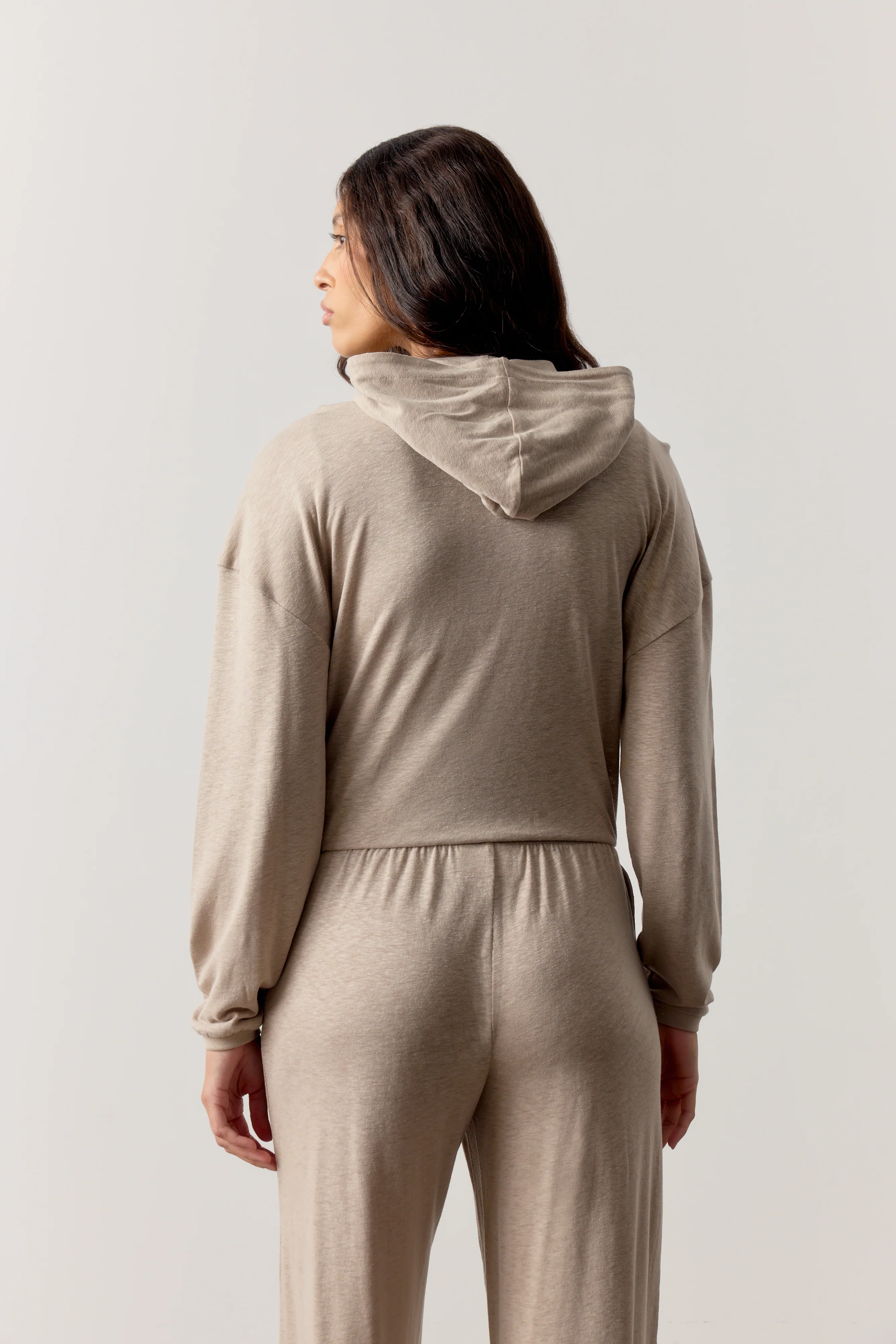MARL SLUB HOODIE - MUSHROOM - Image 5