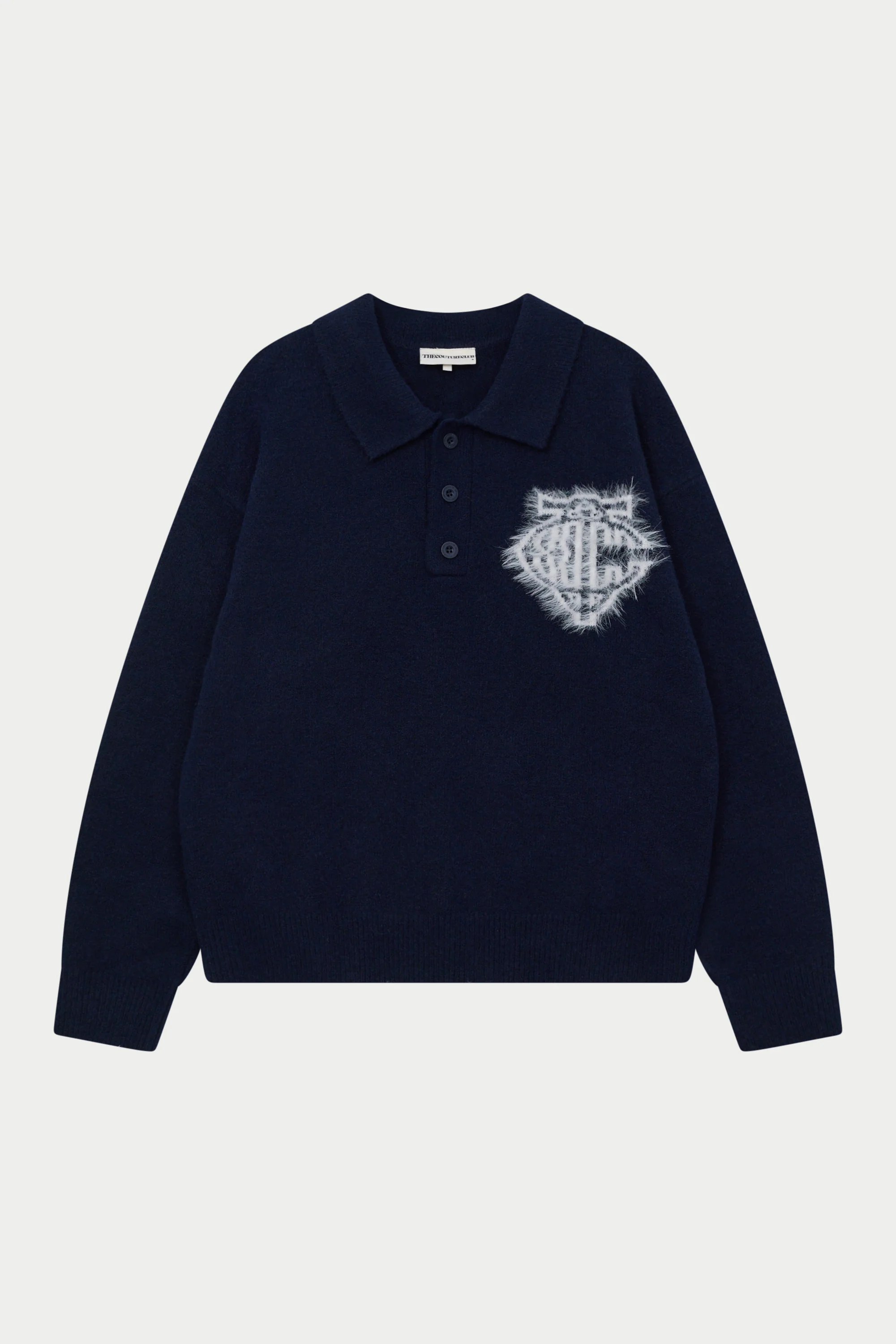 MONOGRAM FLUFFY KNIT POLO - NAVY